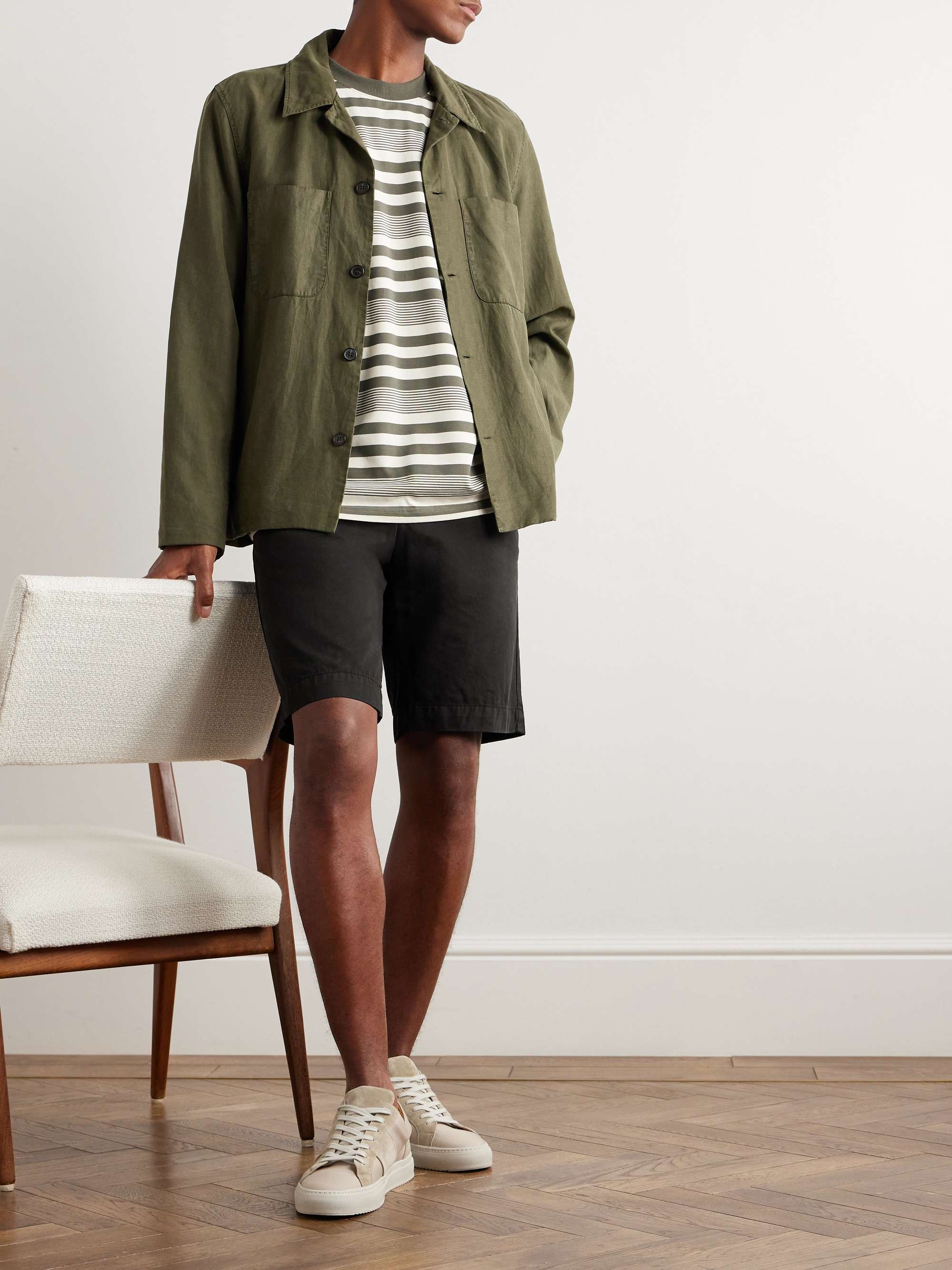 MR P. Straight-Leg Garment-Dyed Cotton-Twill Bermuda Shorts