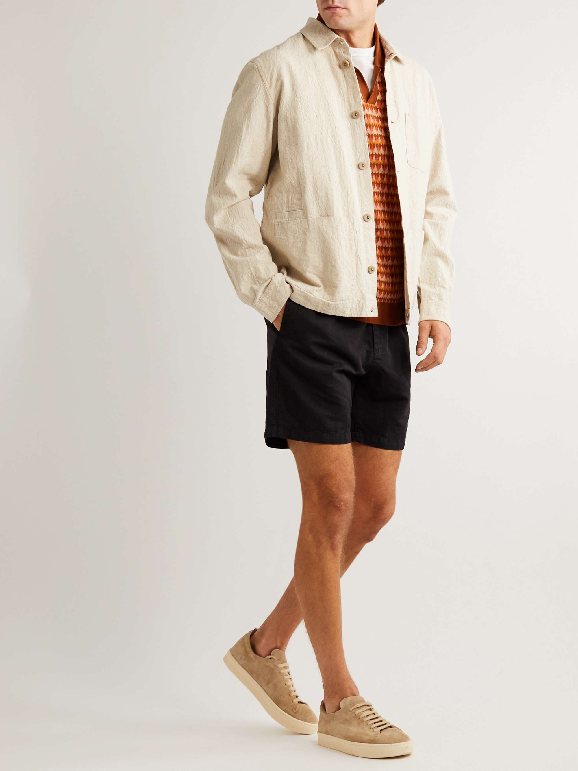 MR P. Straight-Leg Cotton and Linen-Blend Drawstring Shorts
