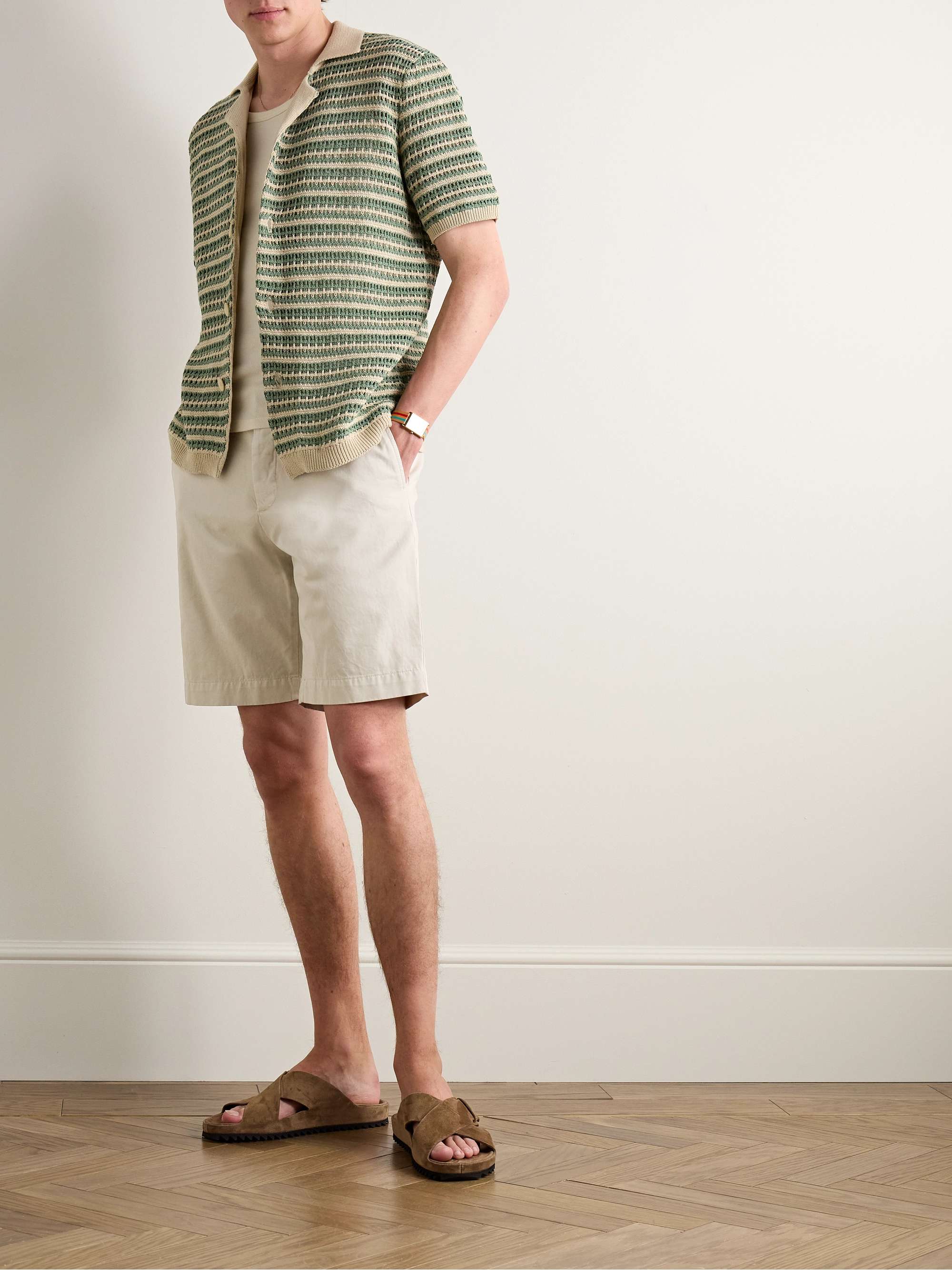 MR P. Straight-Leg Garment-Dyed Cotton-Twill Bermuda Shorts