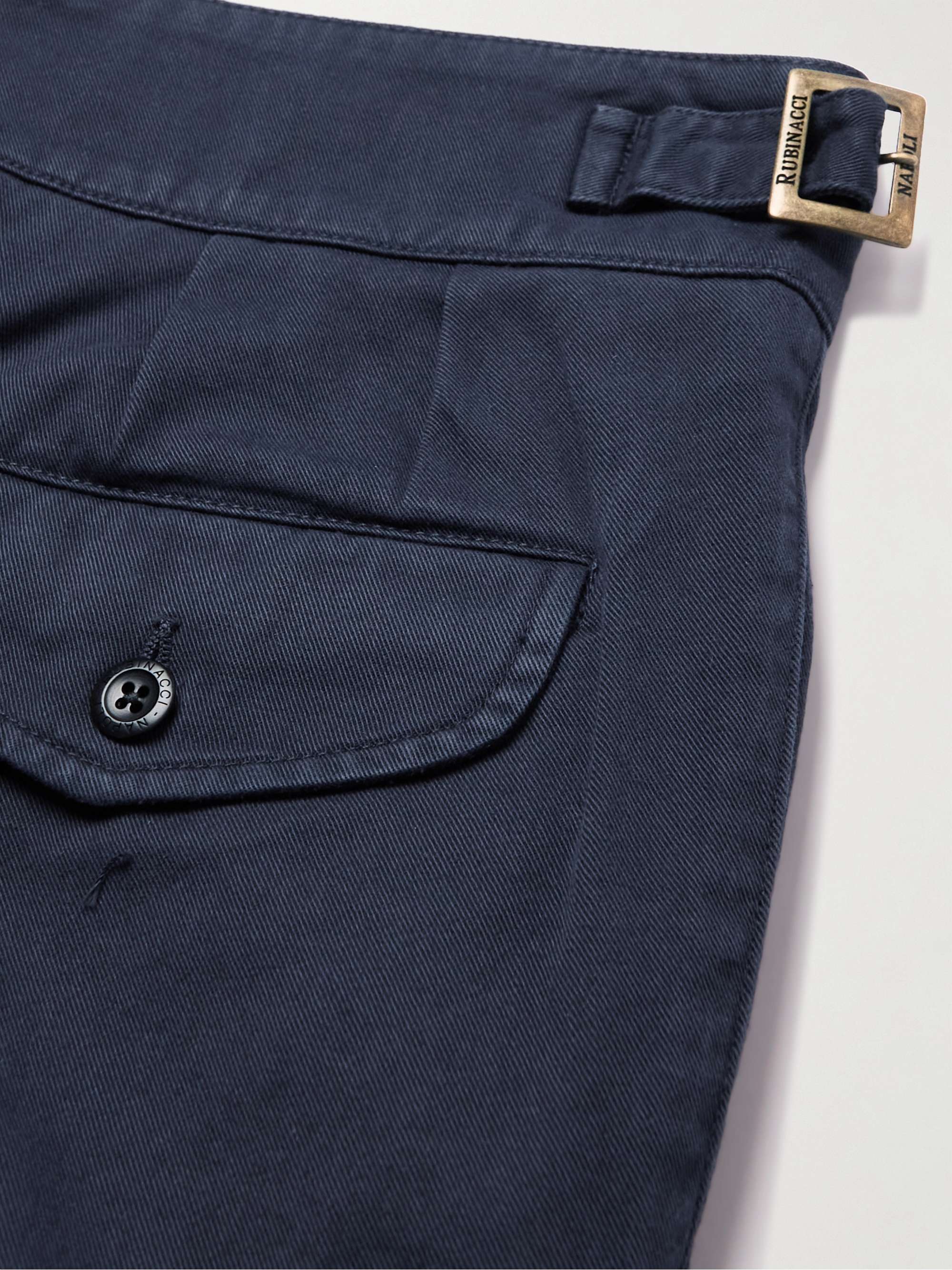 RUBINACCI Manny Slim-Fit Tapered Pleated Cotton-Twill Trousers