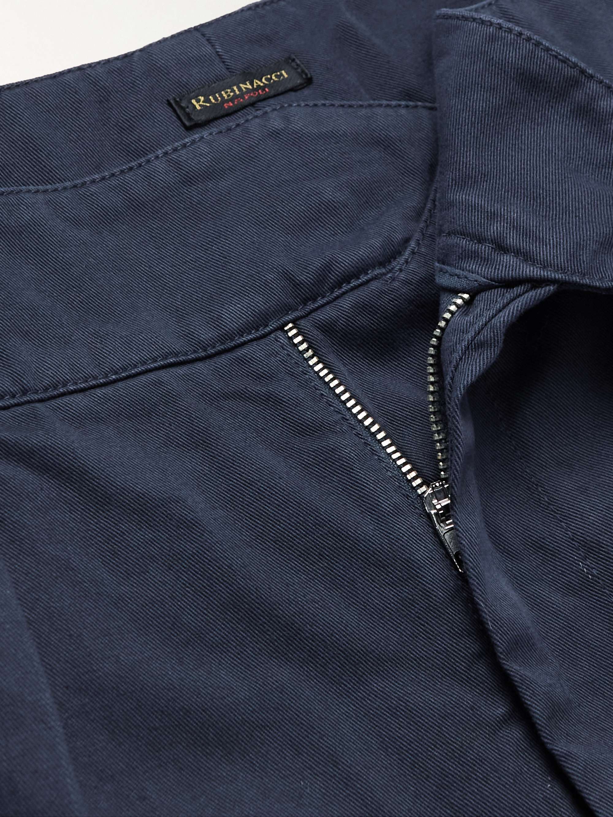 RUBINACCI Manny Slim-Fit Tapered Pleated Cotton-Twill Trousers
