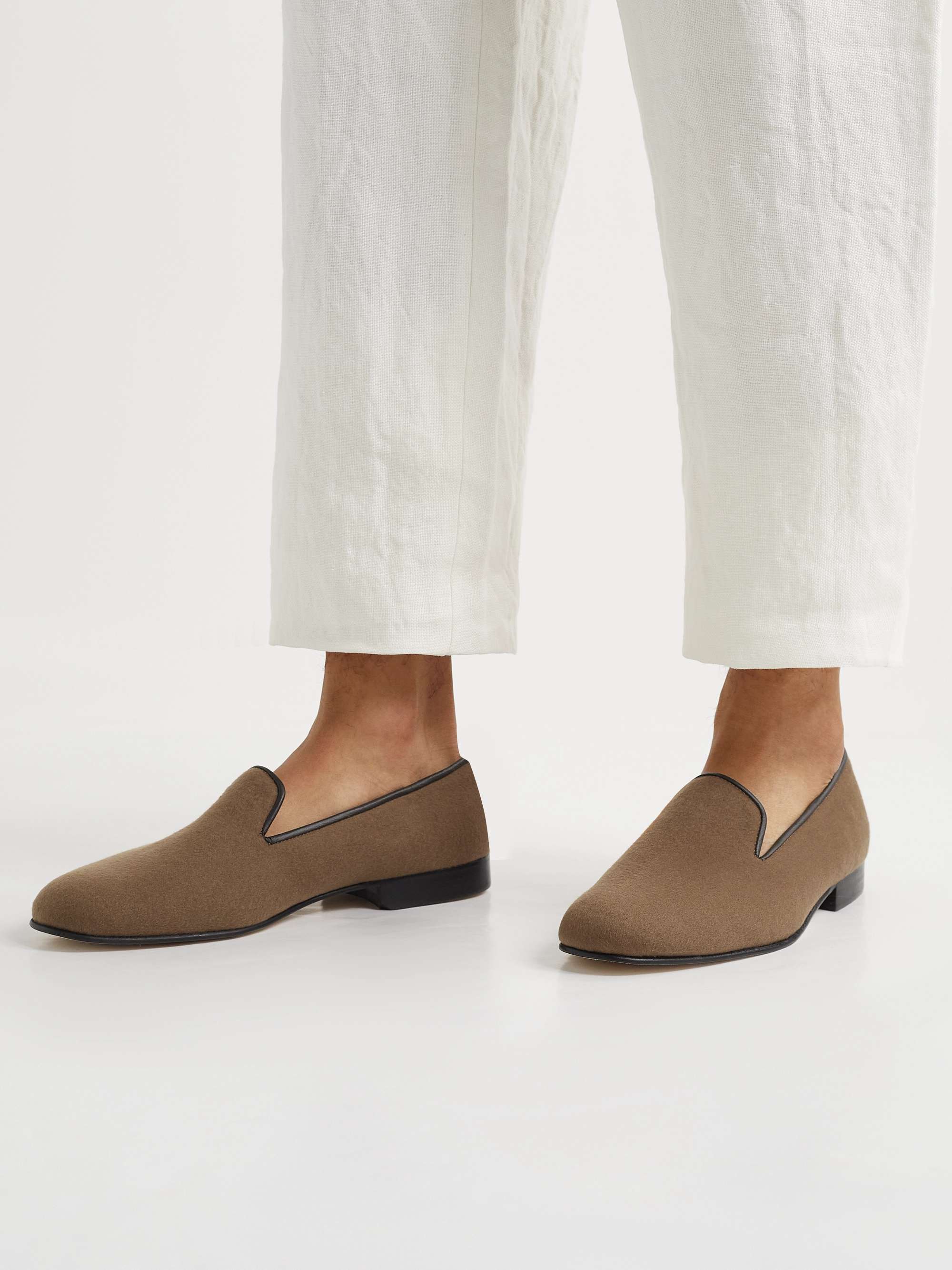 GEORGE CLEVERLEY Albert Leather-Trimmed Cashmere Loafers for Men | MR ...