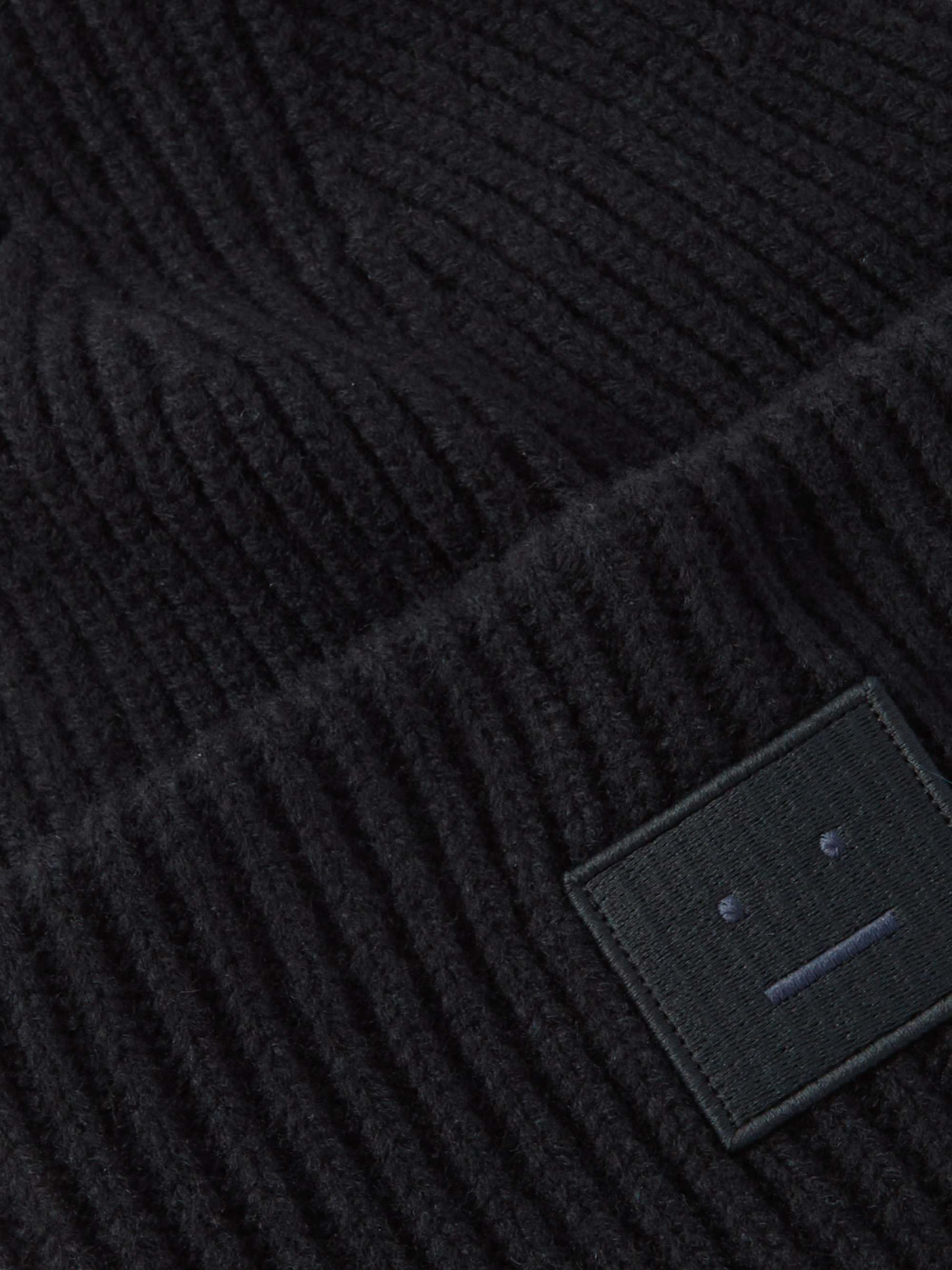 ACNE STUDIOS قبعة بيني من الصوف المضلّع برقعة شعار العلامة