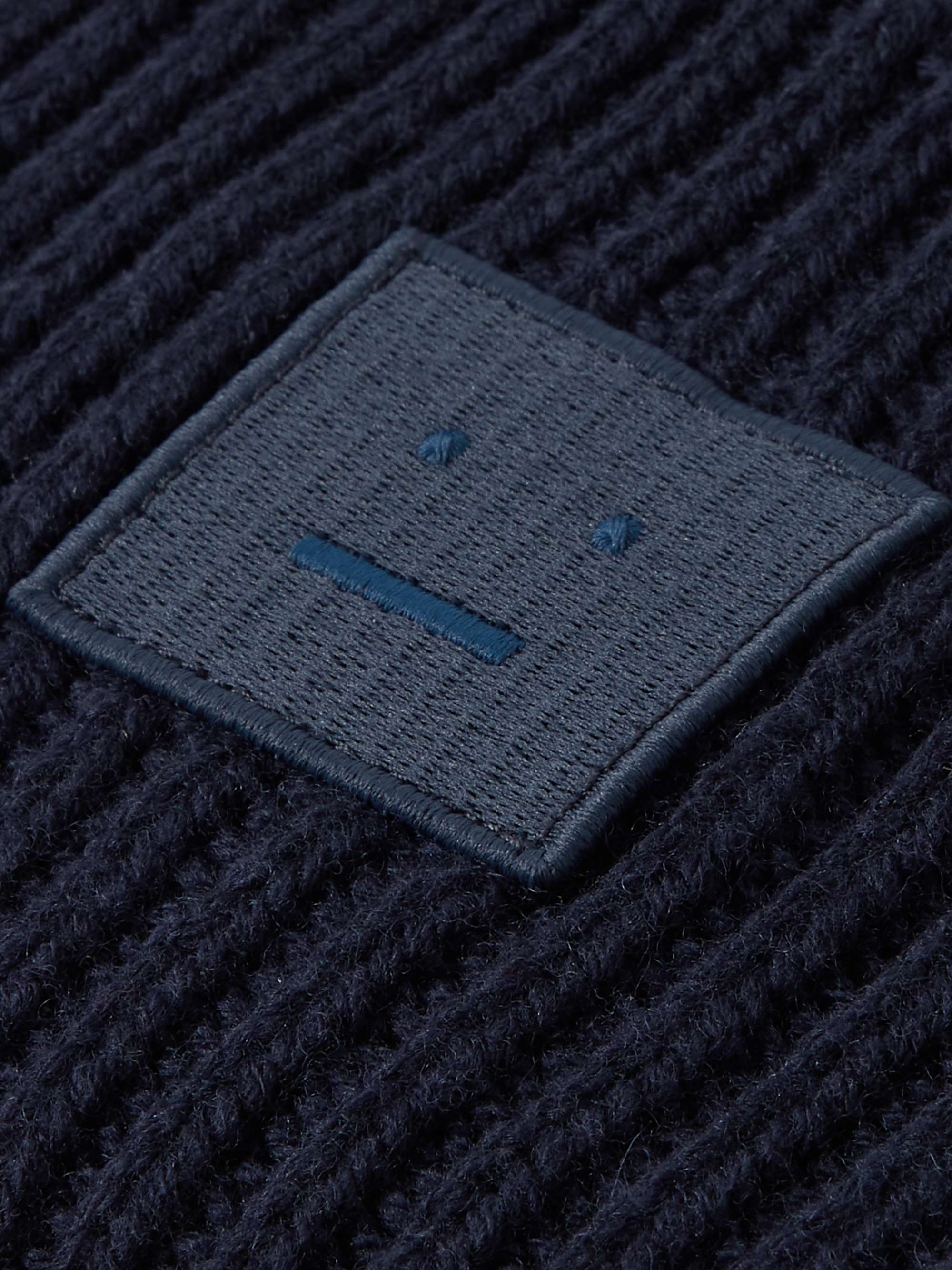 ACNE STUDIOS Logo-Appliquéd Ribbed Wool Beanie