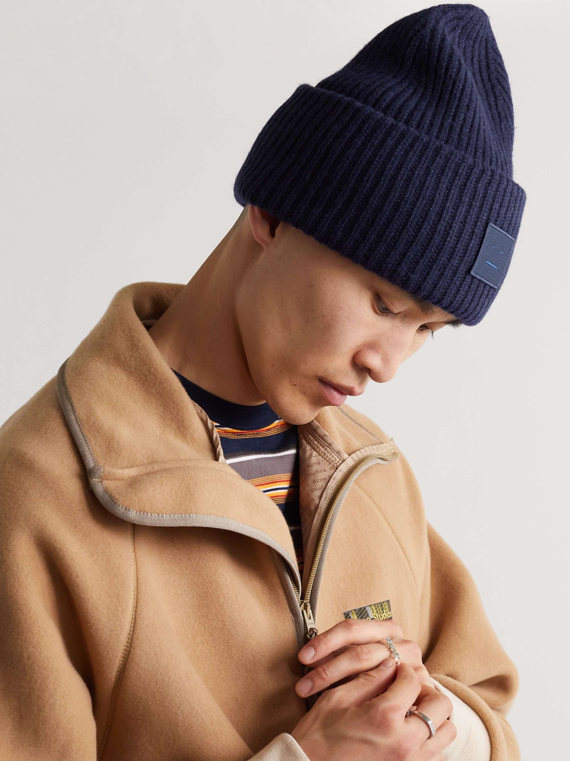 ACNE STUDIOS Logo-Appliquéd Ribbed Wool Beanie
