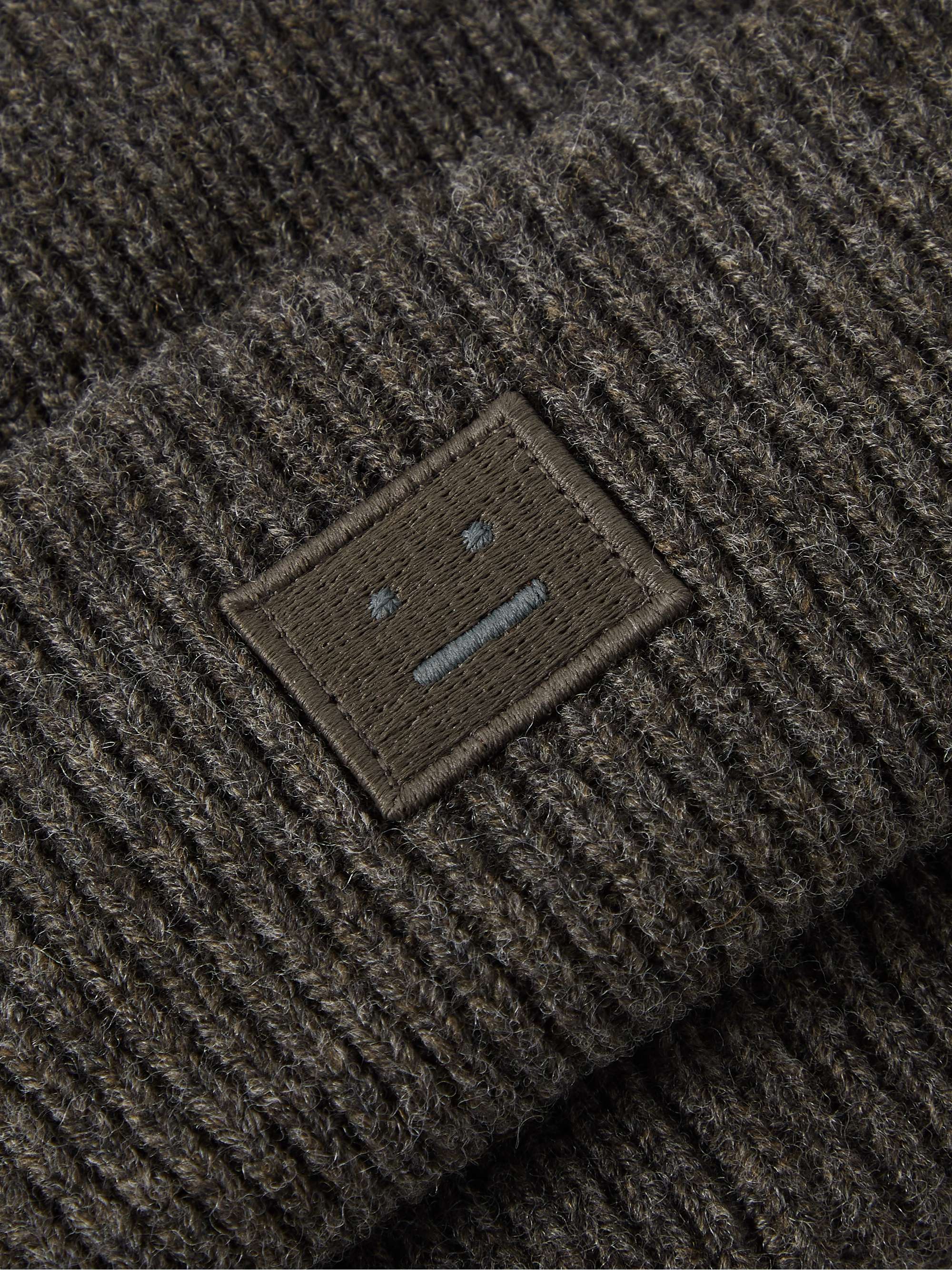 ACNE STUDIOS Logo-Appliquéd Ribbed Wool Beanie
