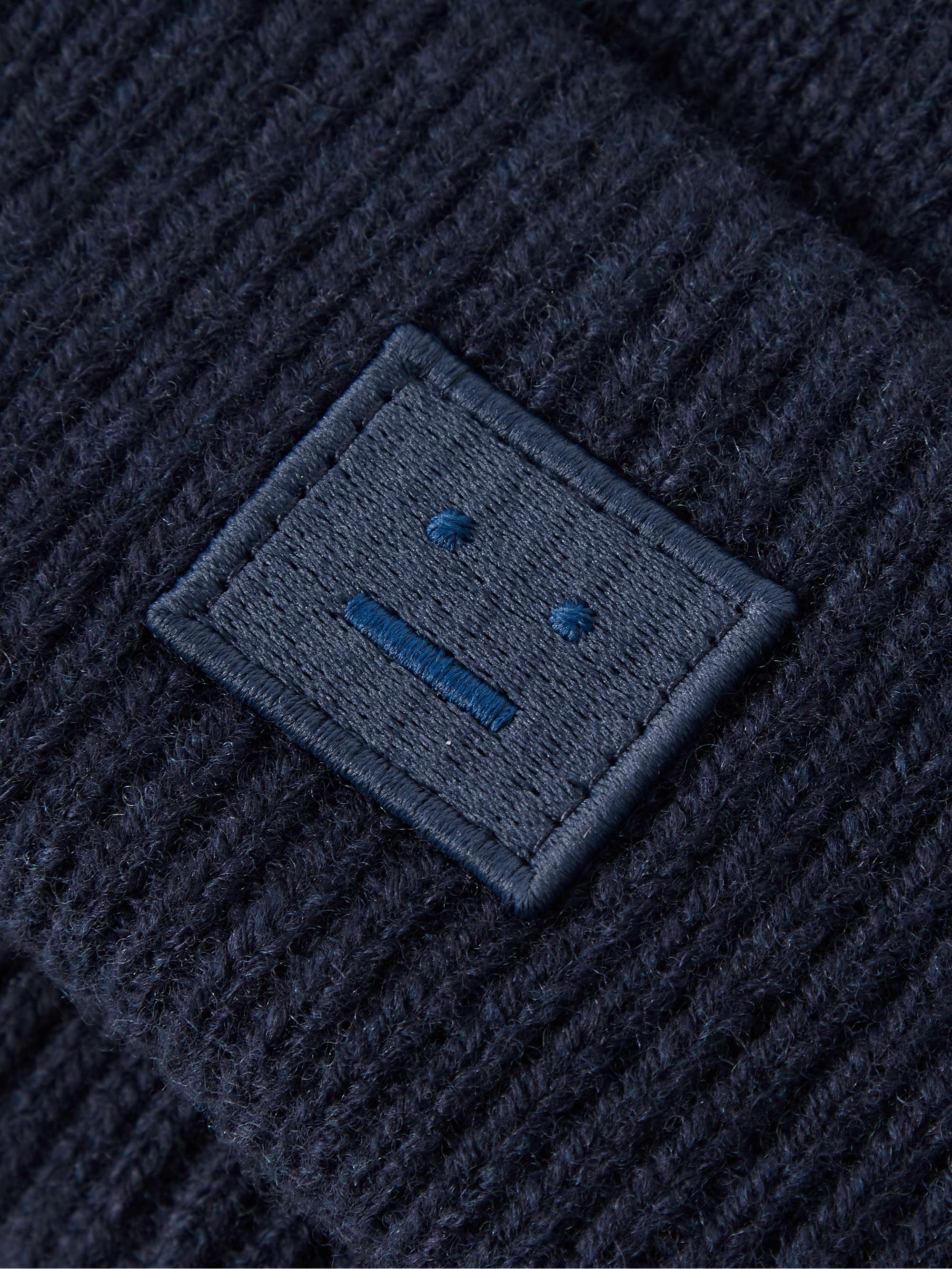 ACNE STUDIOS Logo-Appliquéd Ribbed Wool Beanie