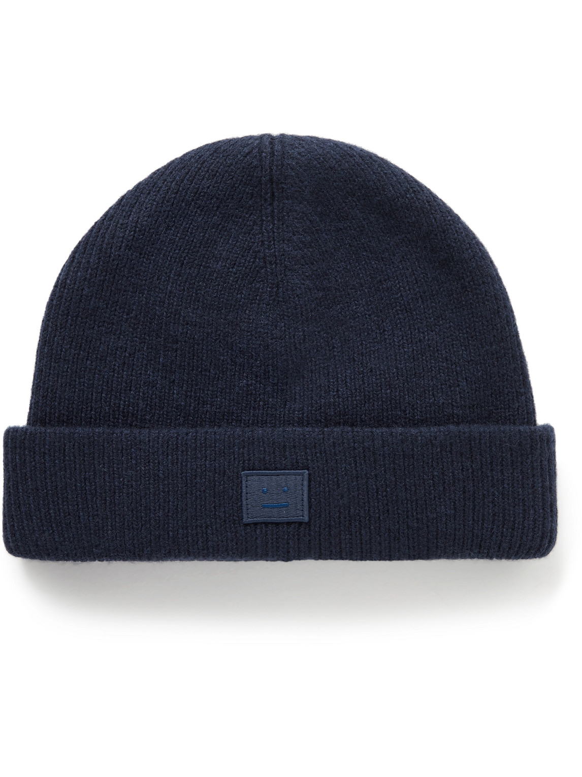 ACNE STUDIOS LOGO-APPLIQUÉD RIBBED WOOL-BLEND BEANIE