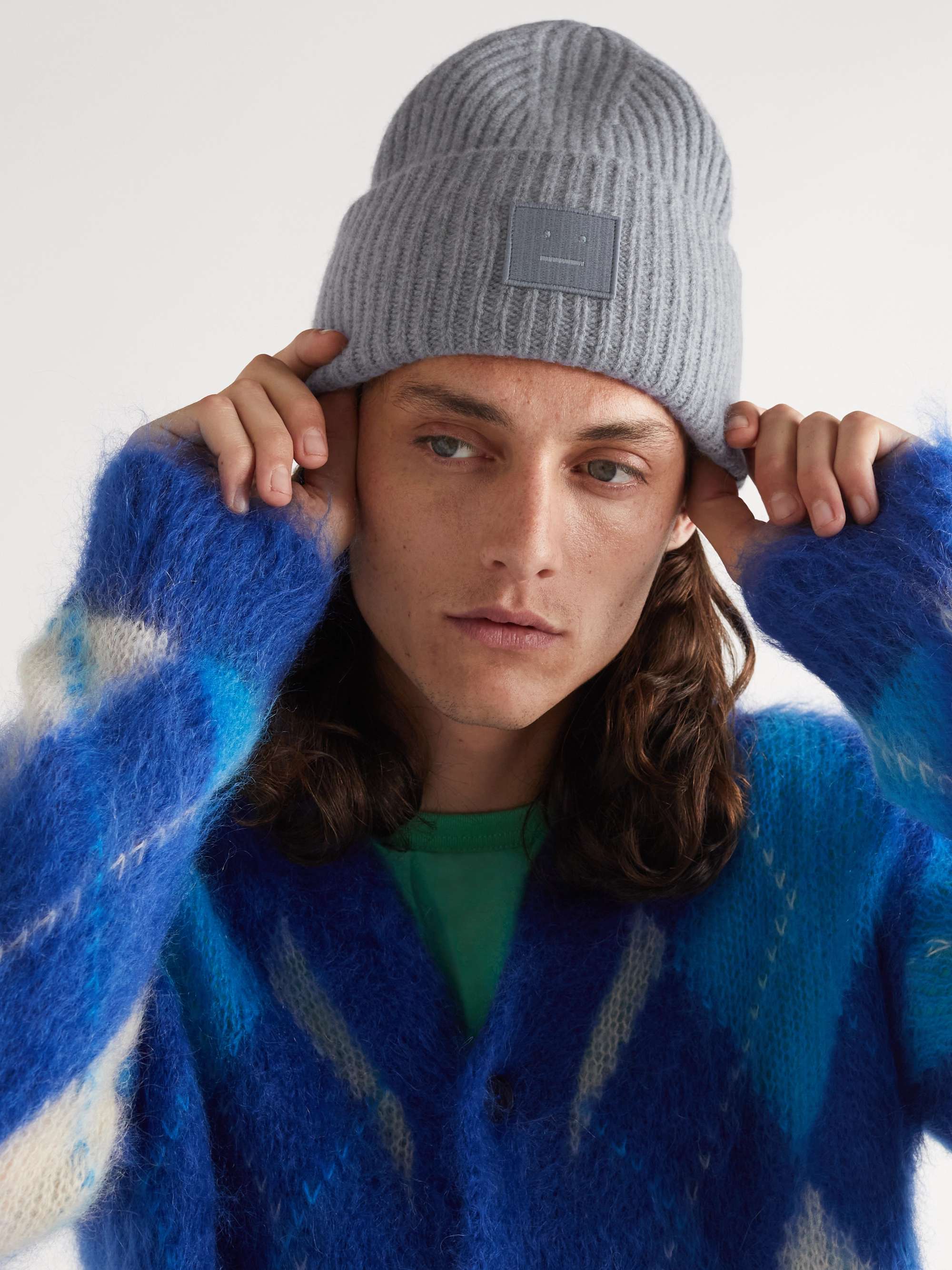 ACNE STUDIOS Logo-Appliquéd Ribbed Wool Beanie