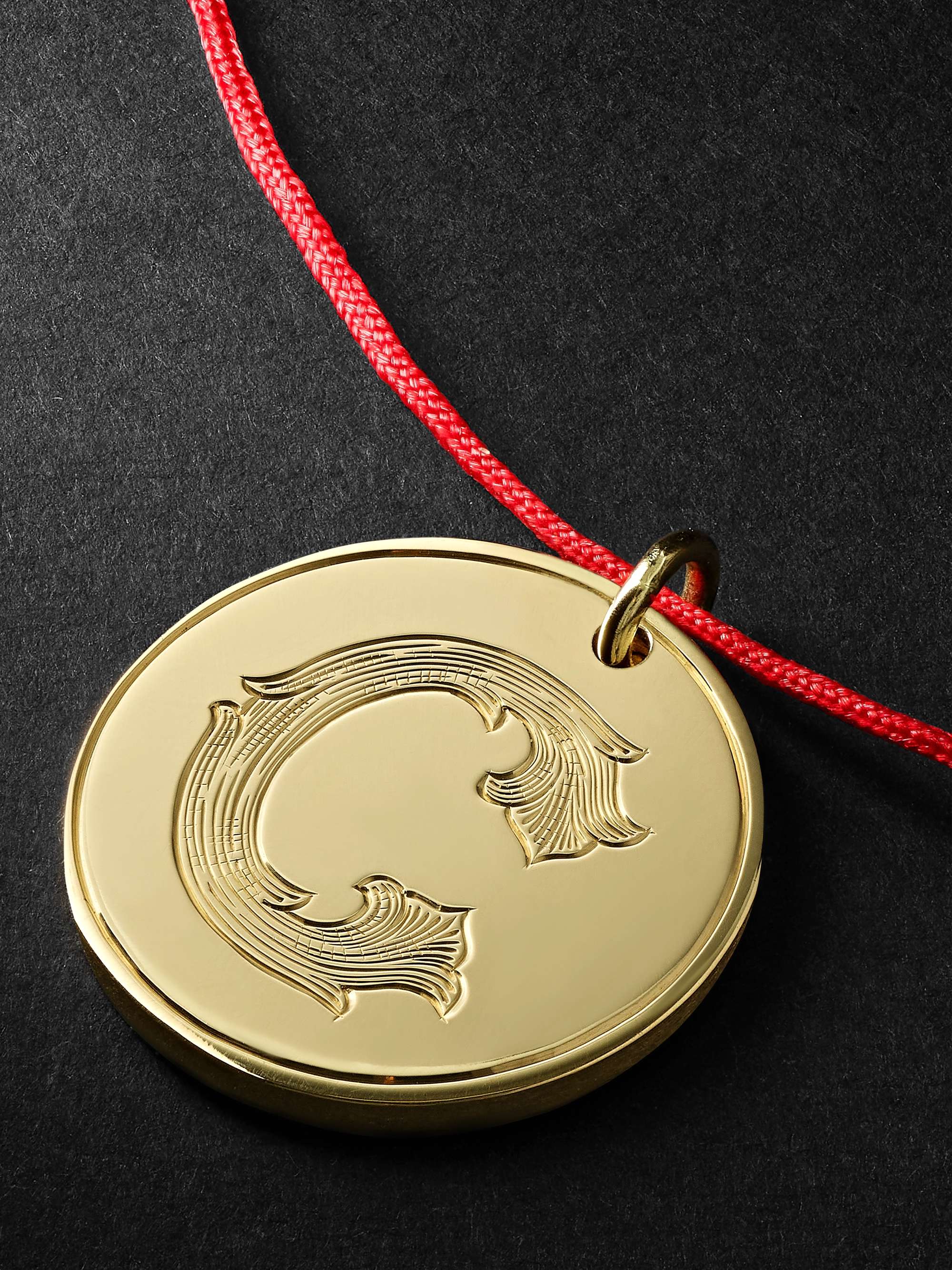 DUFFY JEWELLERY Initial 18-Karat Gold and Cord Necklace