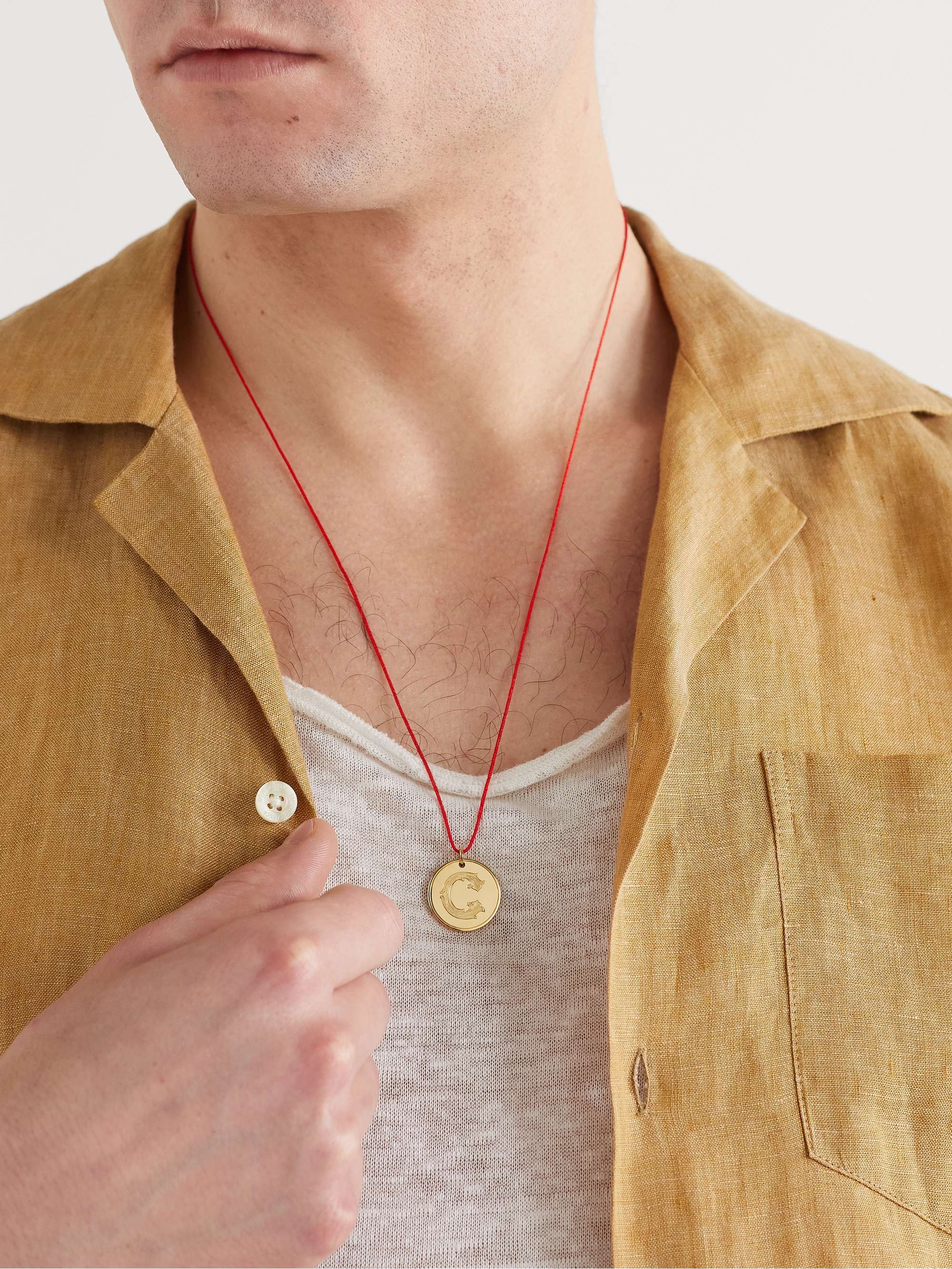 DUFFY JEWELLERY Initial 18-Karat Gold and Cord Necklace