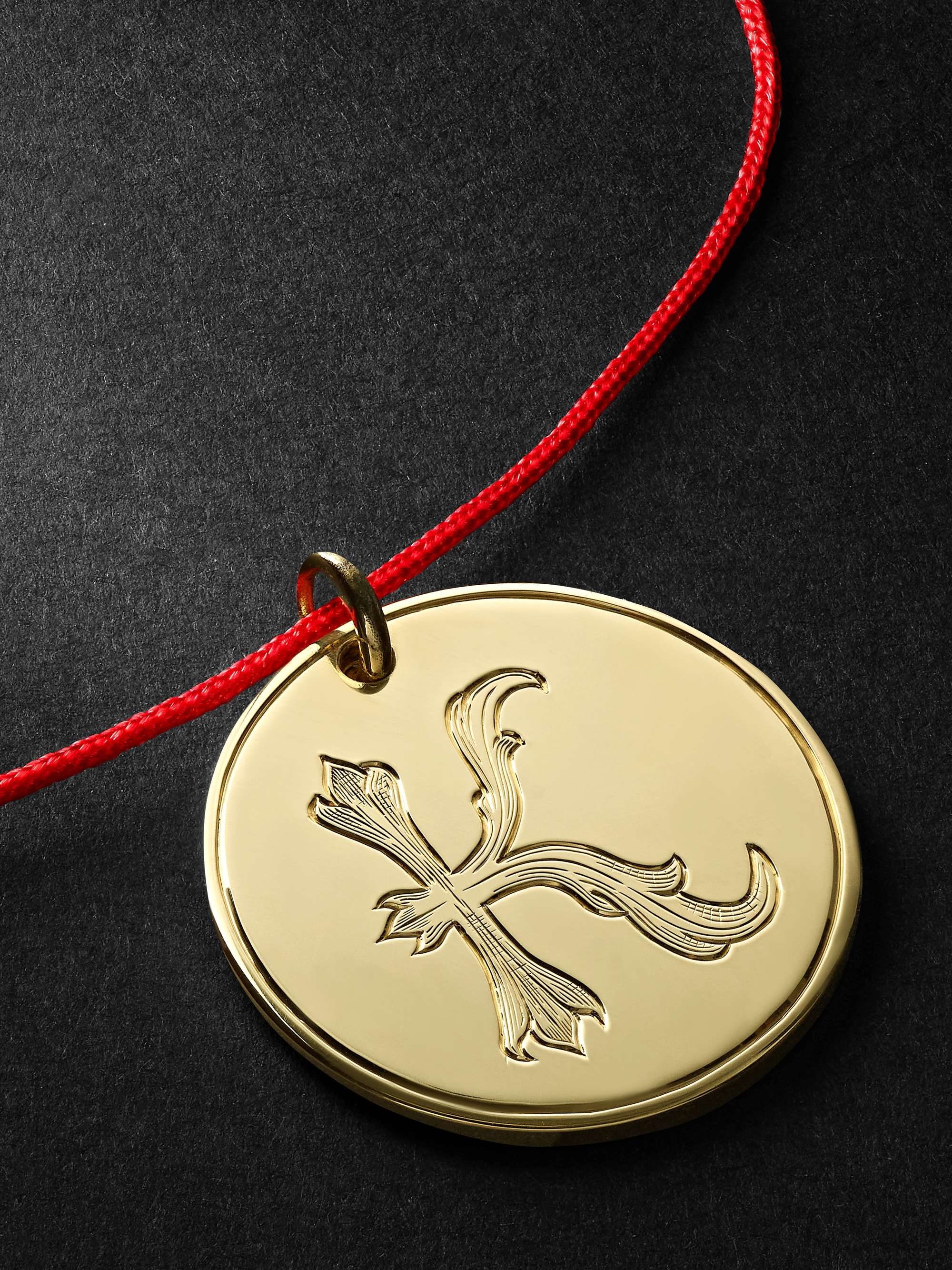 DUFFY JEWELLERY Initial 18-Karat Gold and Cord Necklace