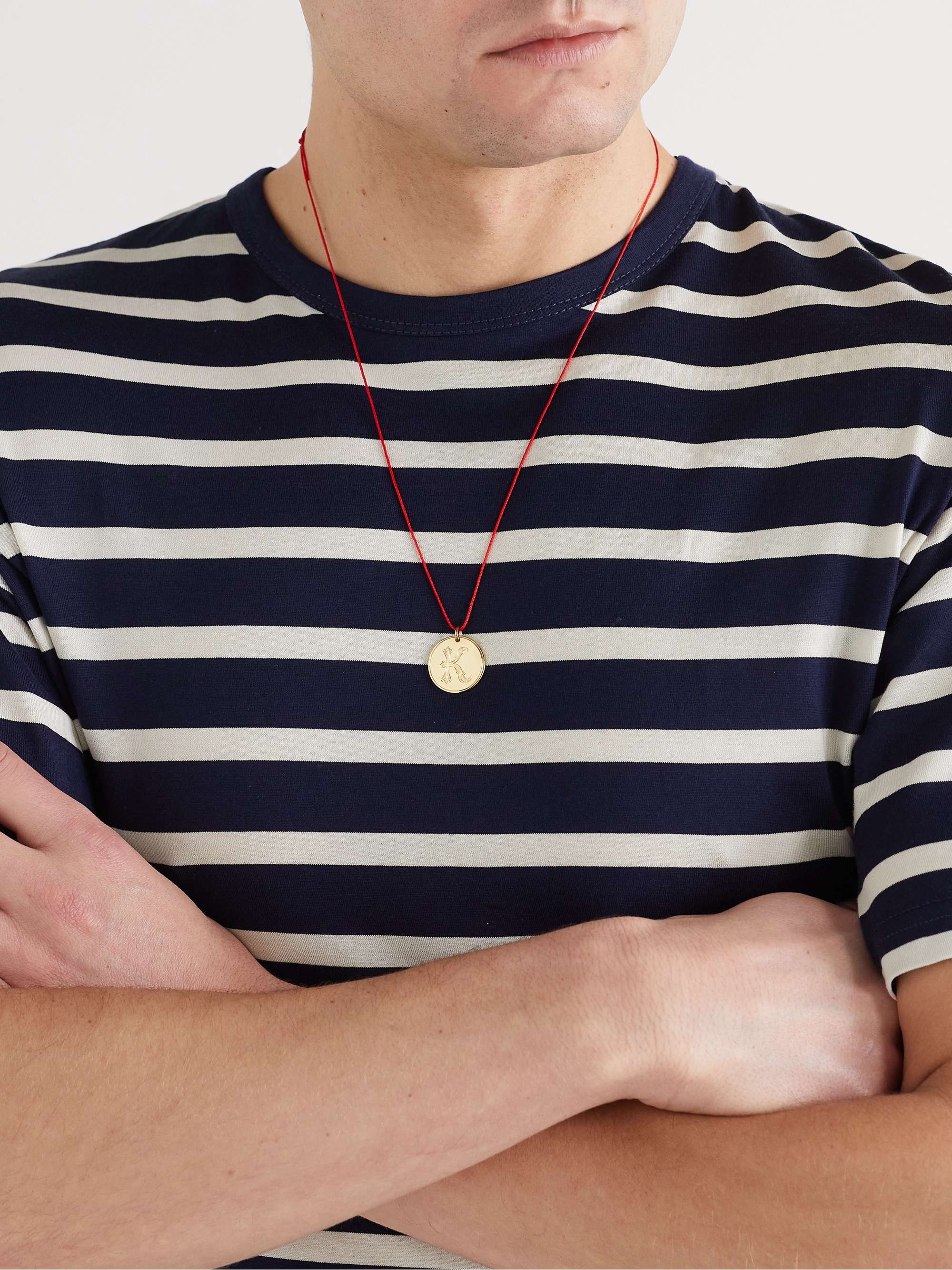 DUFFY JEWELLERY Initial 18-Karat Gold and Cord Necklace