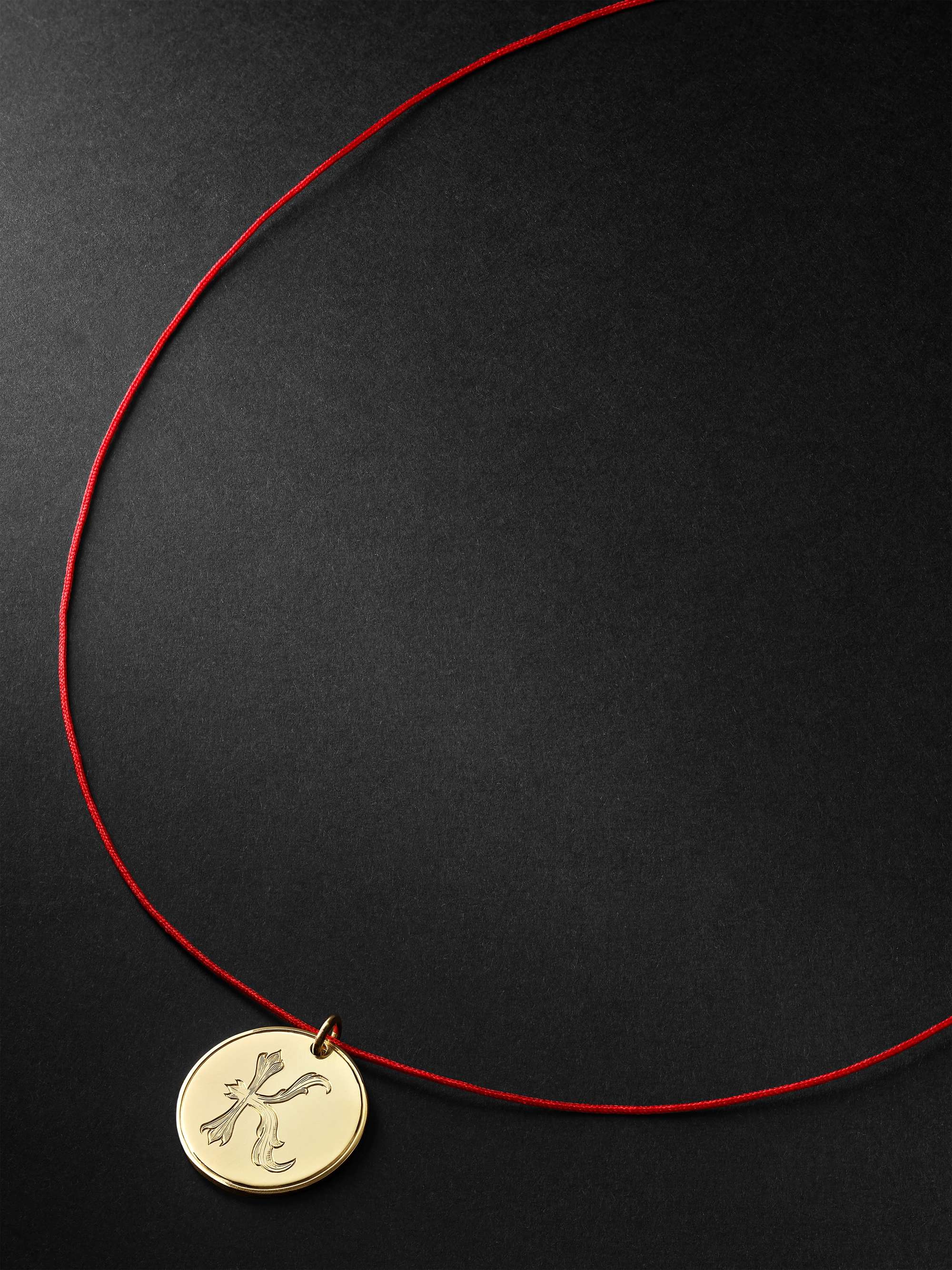 DUFFY JEWELLERY Initial 18-Karat Gold and Cord Necklace