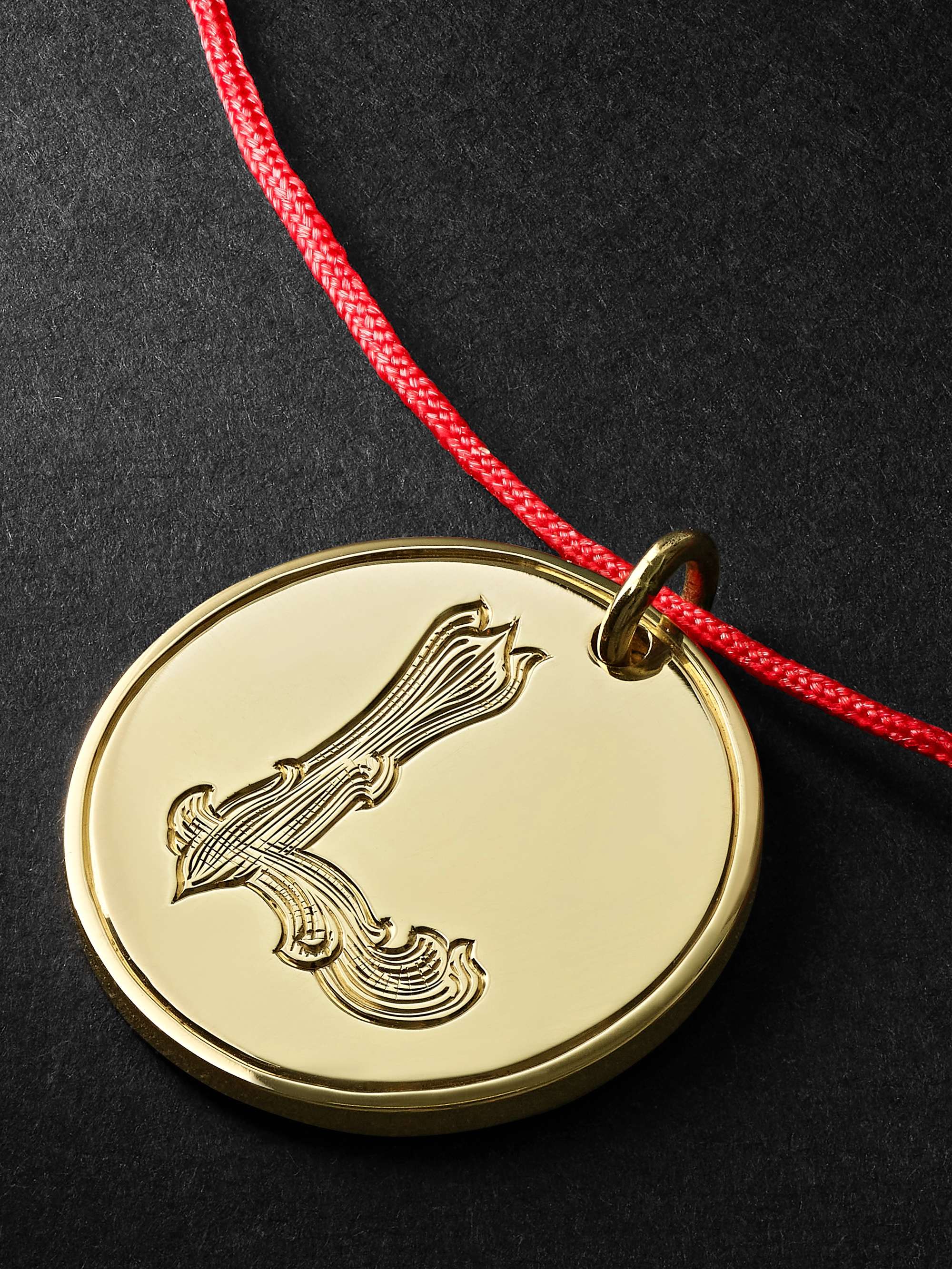 DUFFY JEWELLERY Initial 18-Karat Gold and Cord Necklace