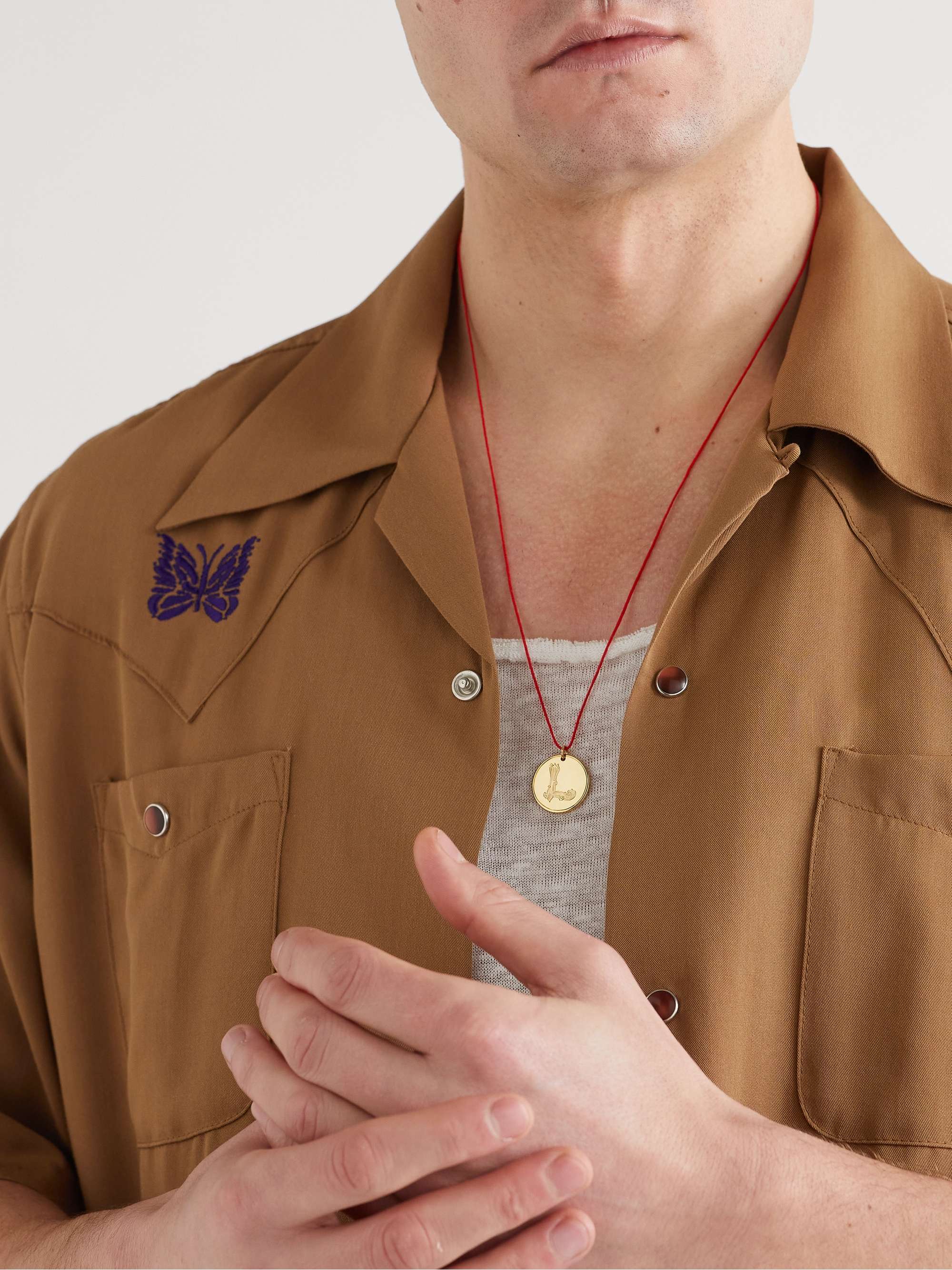 DUFFY JEWELLERY Initial 18-Karat Gold and Cord Necklace