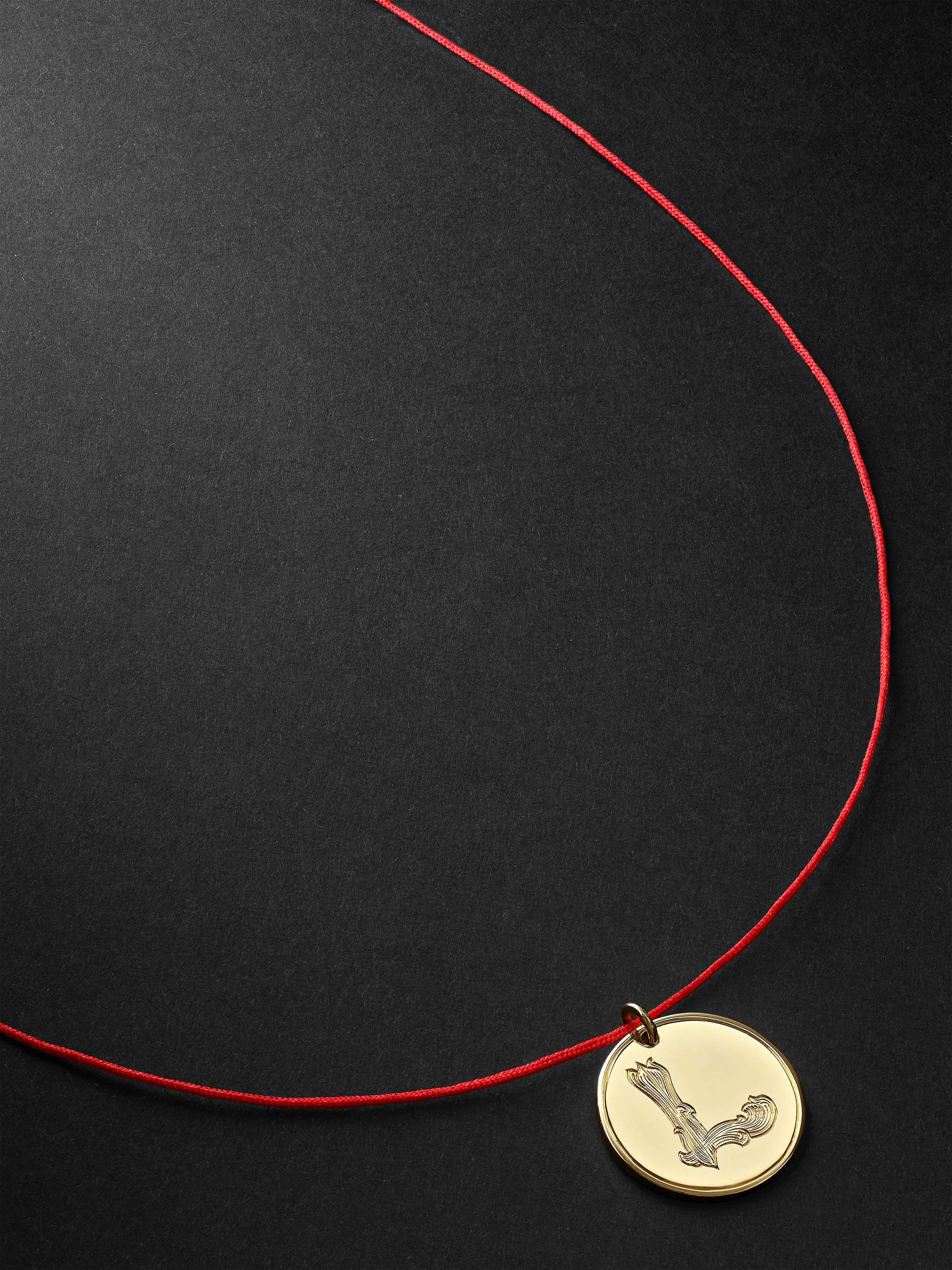 DUFFY JEWELLERY Initial 18-Karat Gold and Cord Necklace
