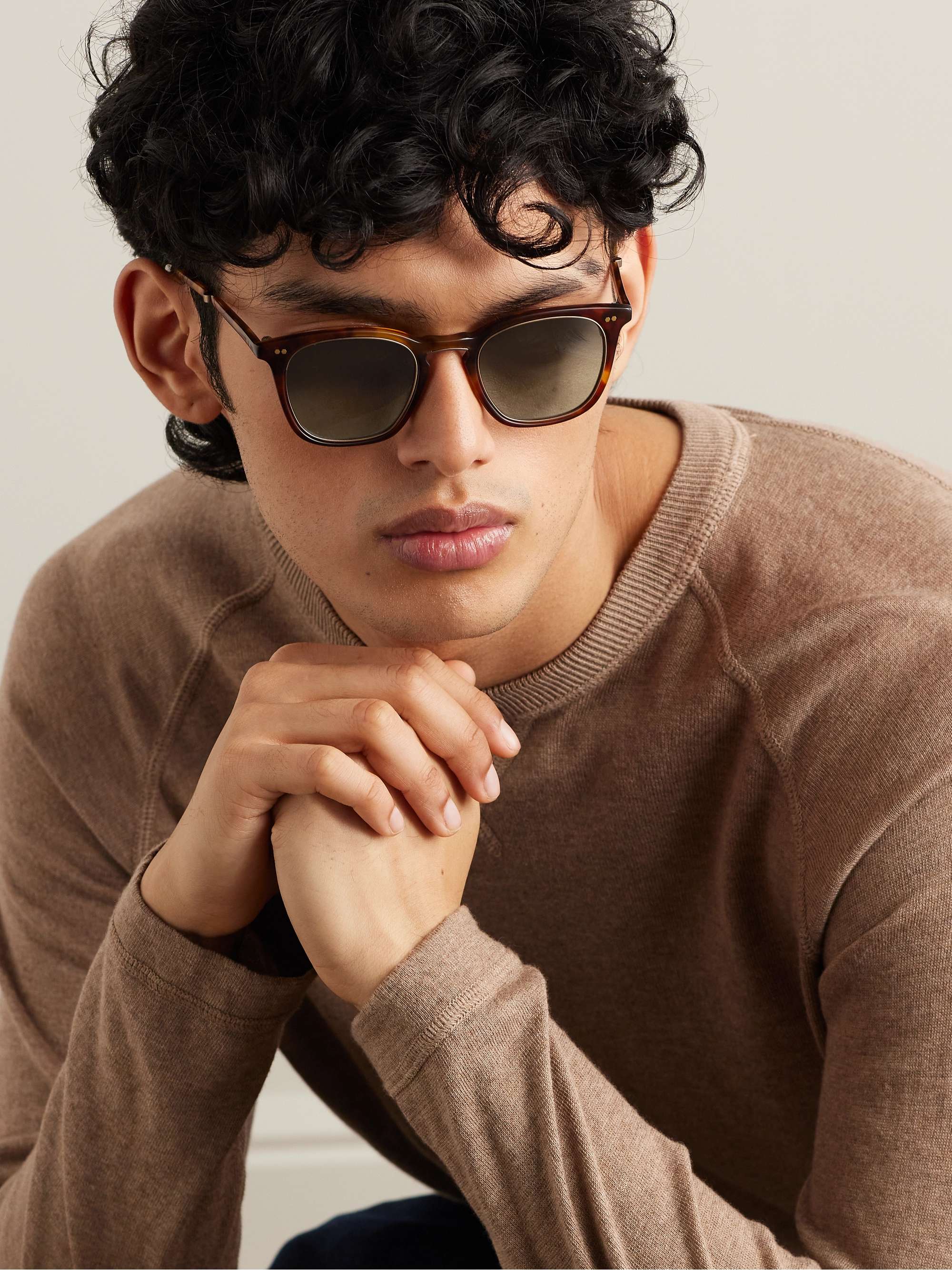 MR LEIGHT Getty II Square-Frame Tortoiseshell Matte-Acetate Sunglasses