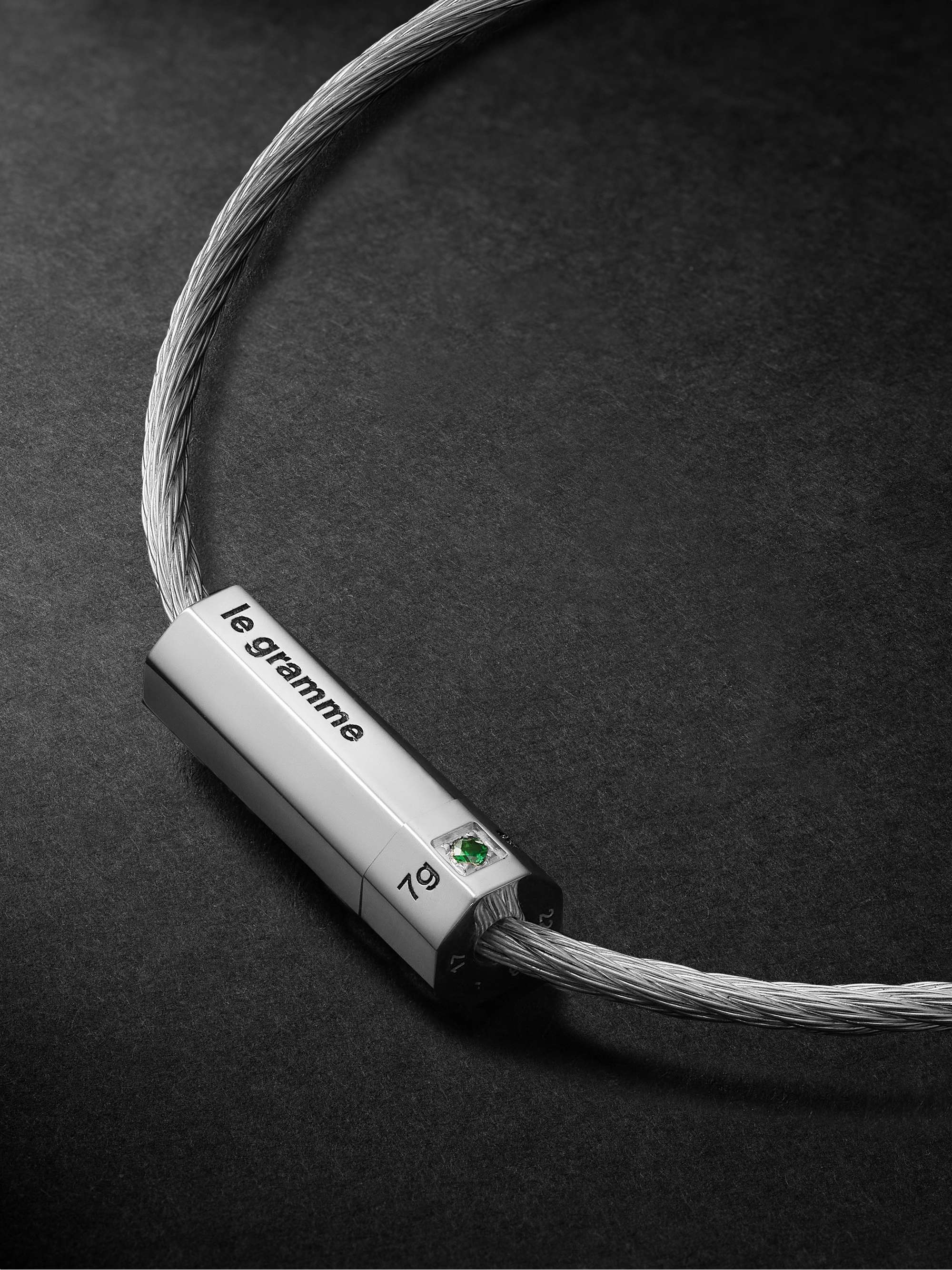LE GRAMME 7g Sterling Silver and Tsavorite Bracelet