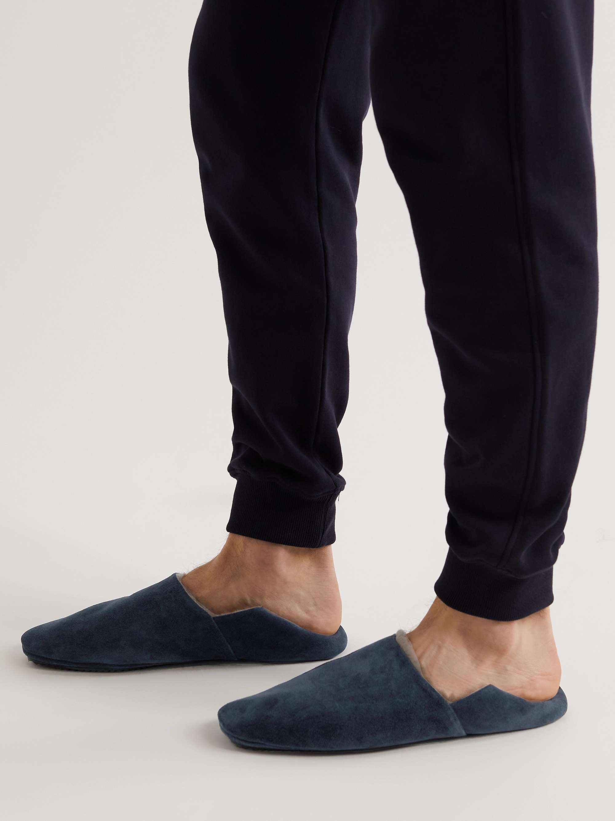 MR P. Collapsible-Heel Shearling-Lined Suede Slippers for Men | MR PORTER