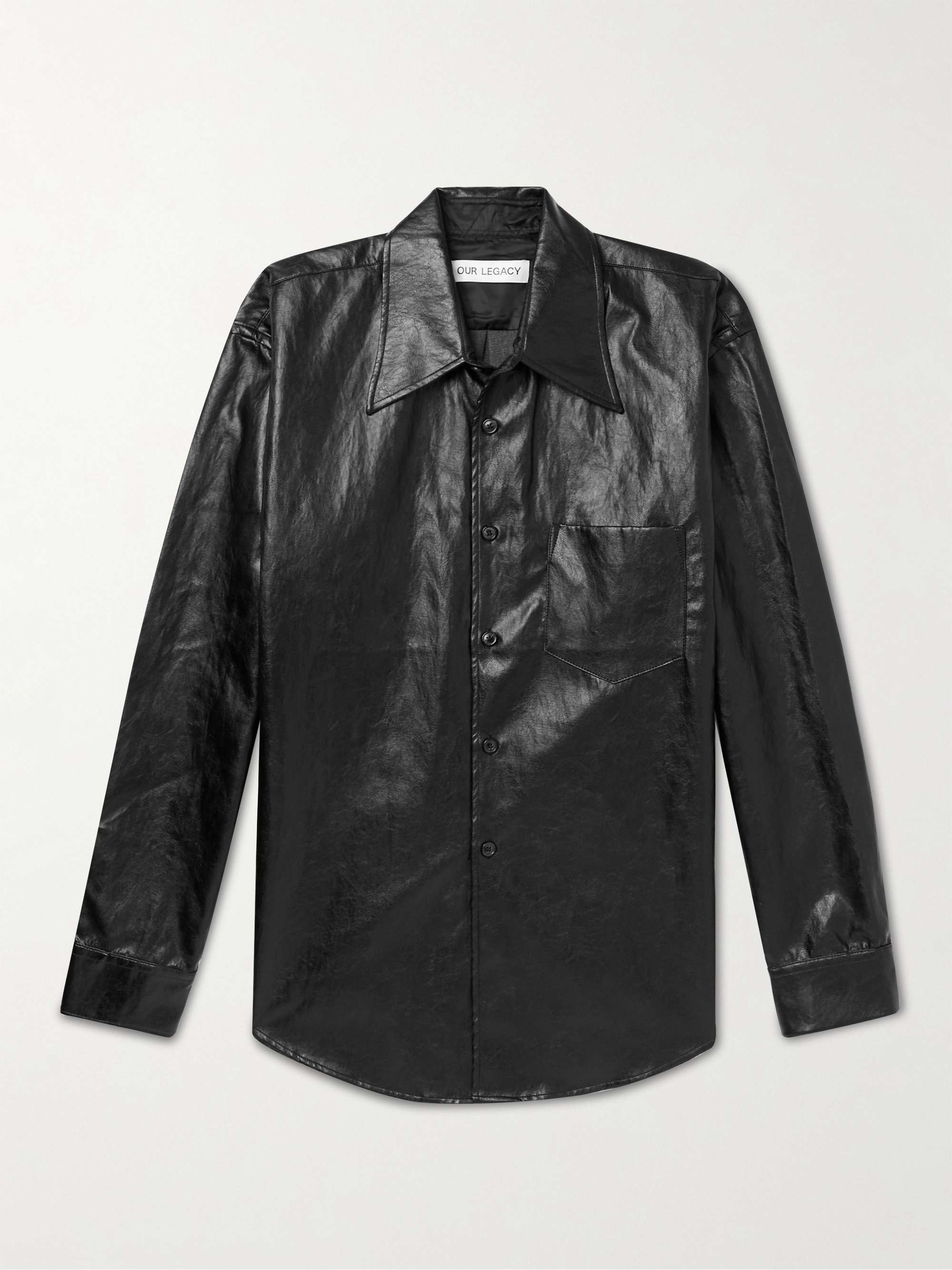 OUR LEGACY Coco 70s Crinkled Faux Leather Shirt