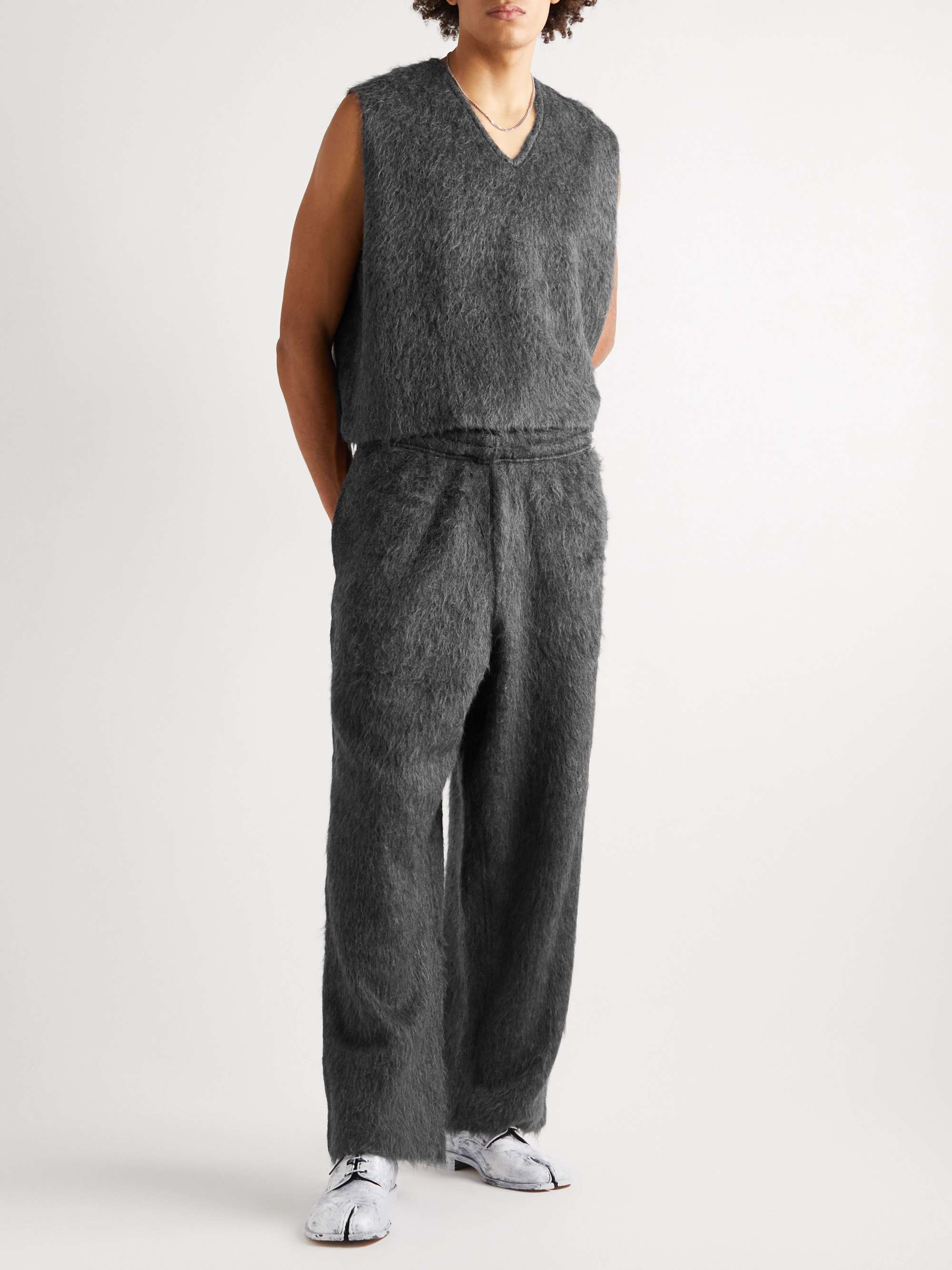 Reduced Straight-Leg Brushed-Knit Trousers