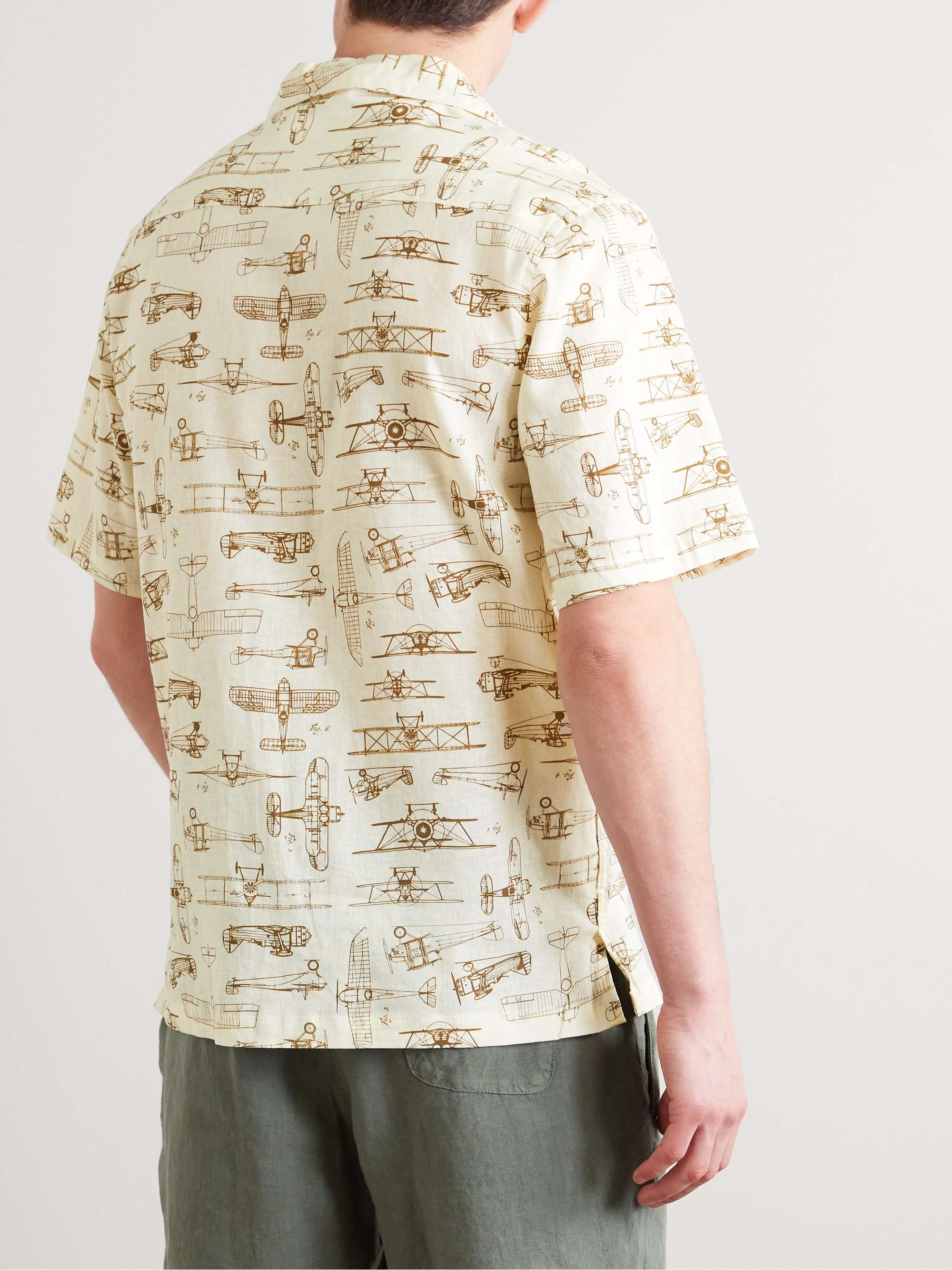Vacation Camp-Collar Printed Linen-Blend Shirt