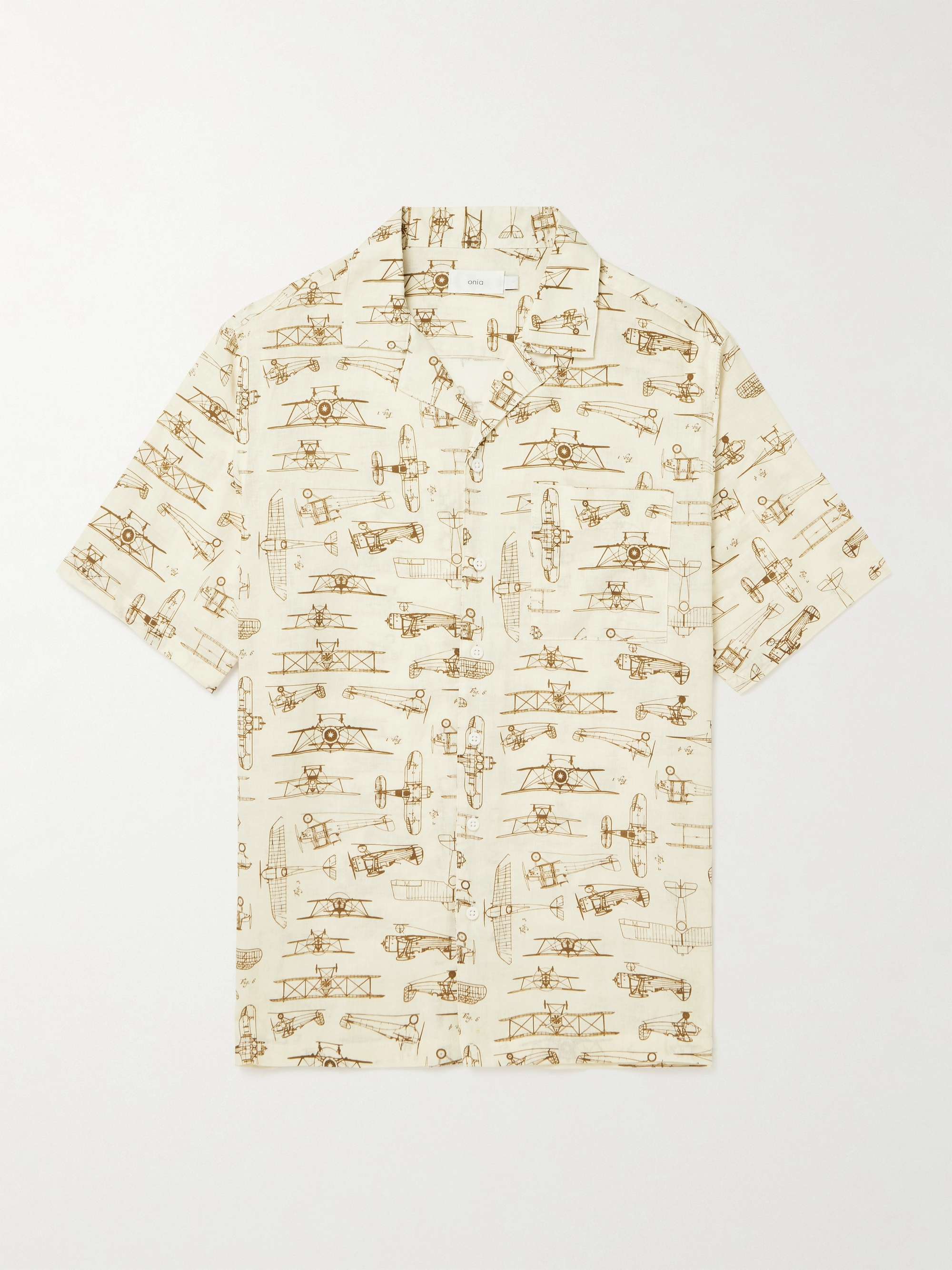 ONIA Vacation Camp-Collar Printed Linen-Blend Shirt