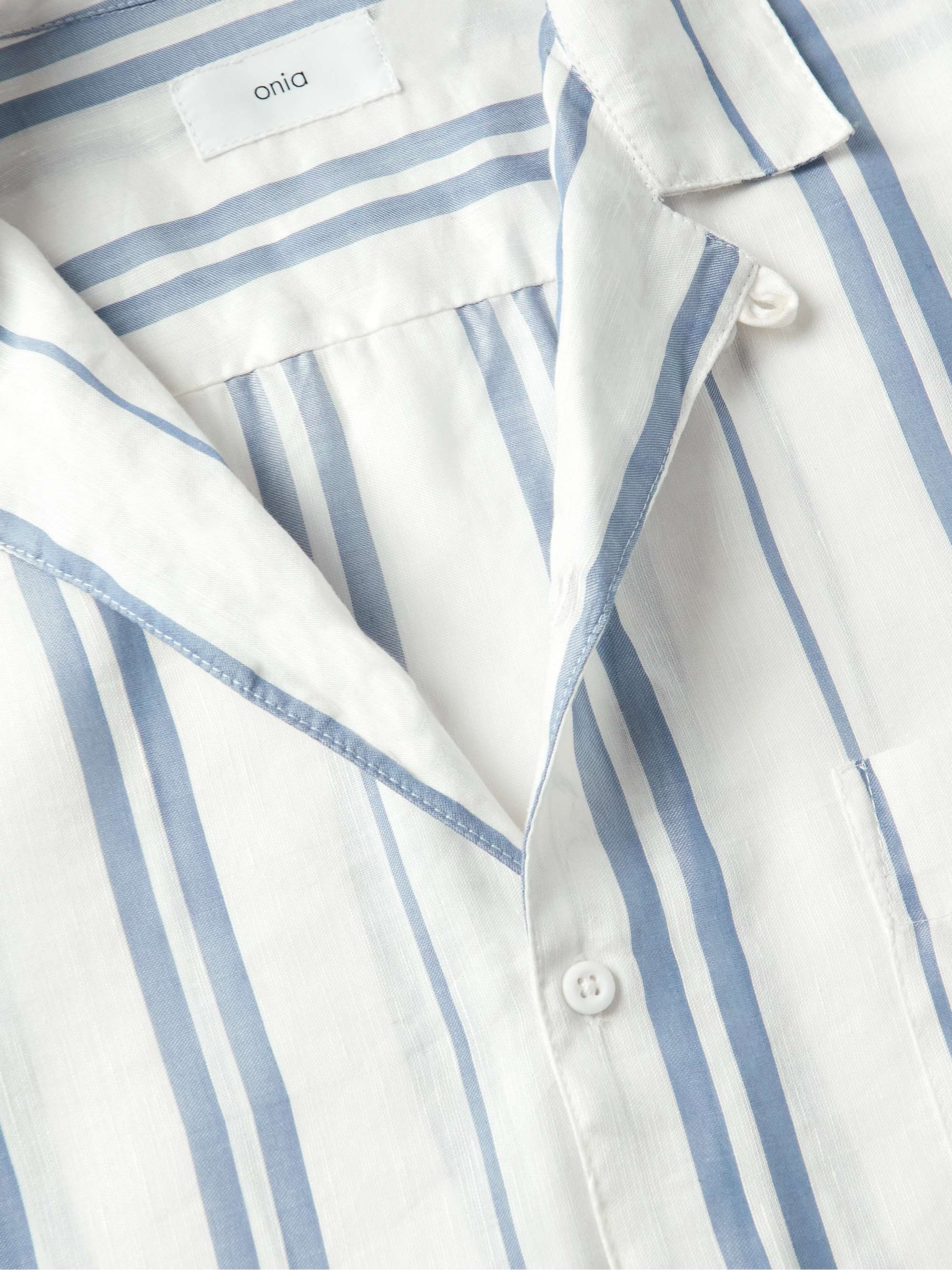 ONIA Air Convertible-Collar Striped Woven Shirt