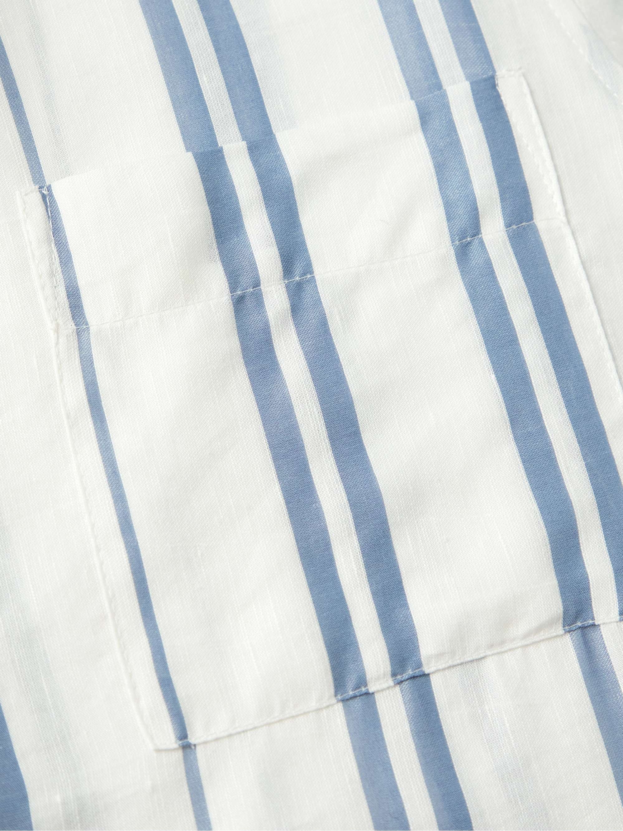 ONIA Air Convertible-Collar Striped Woven Shirt