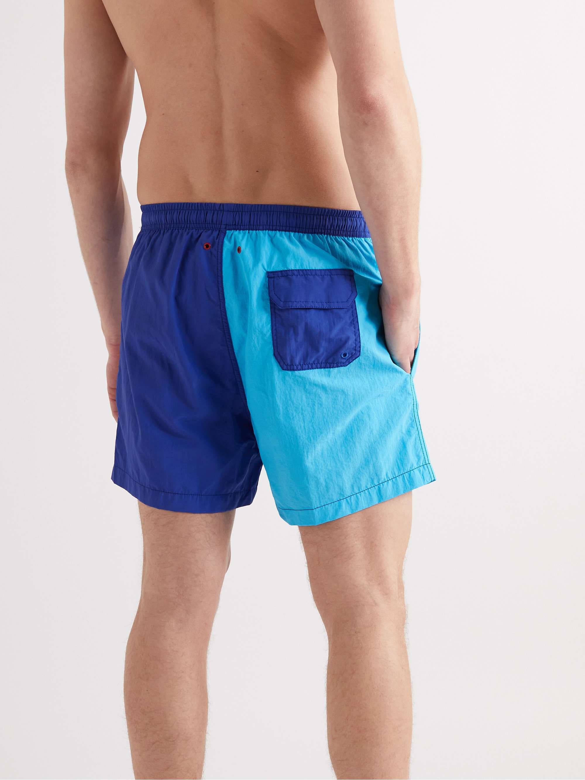 SOLID & STRIPED The Classic Straight-Leg Mid-Length Colour-Block Swim Shorts