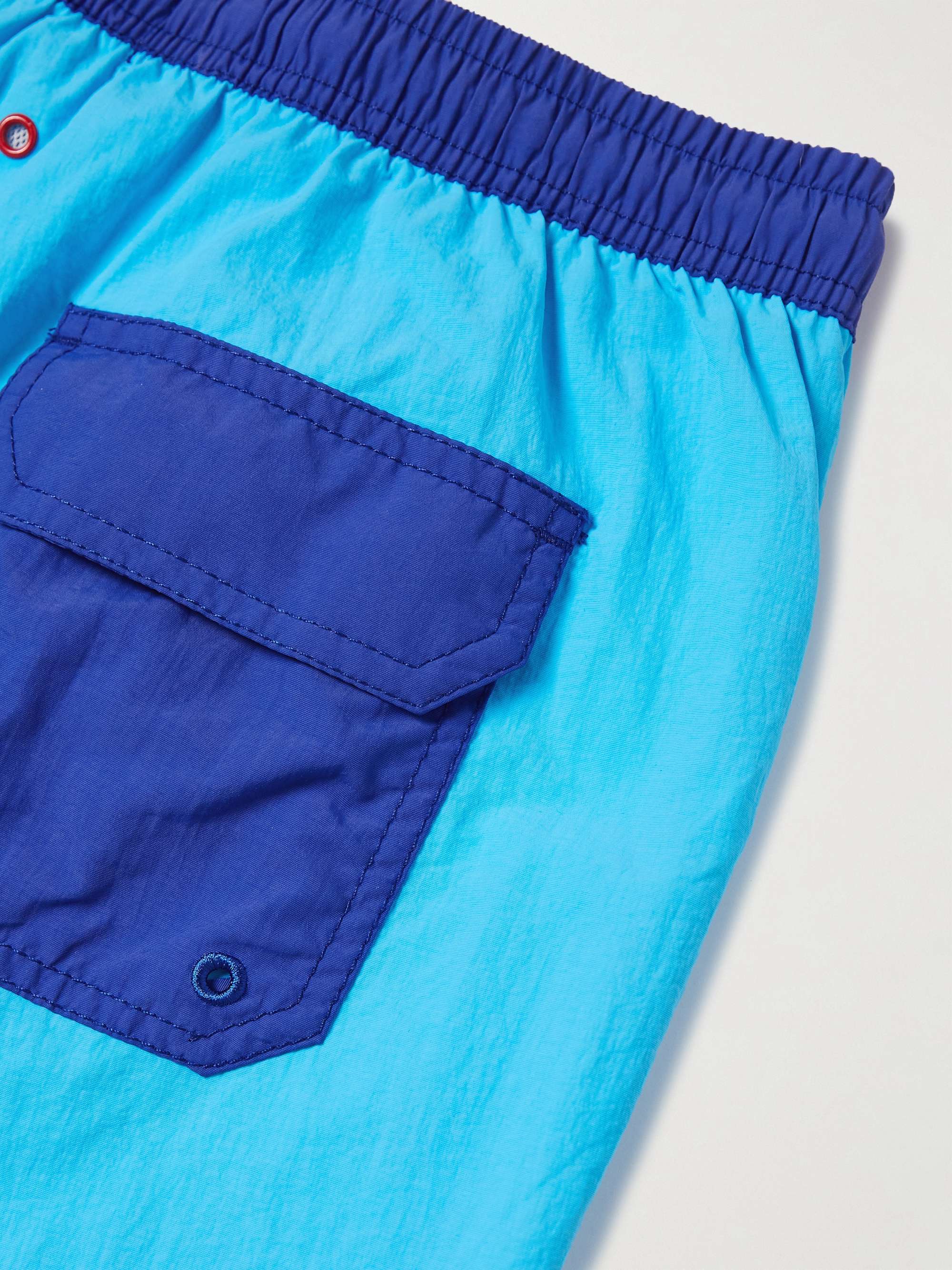 SOLID & STRIPED The Classic Straight-Leg Mid-Length Colour-Block Swim Shorts
