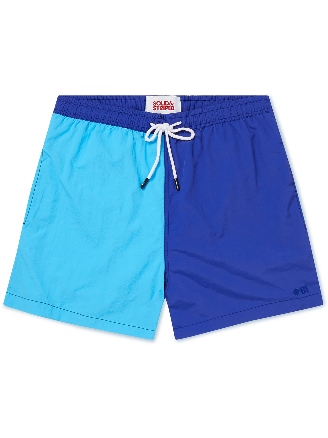 SOLID & STRIPED – The Classic Straight-Leg Mid-Length Colour-Block Swim Shorts