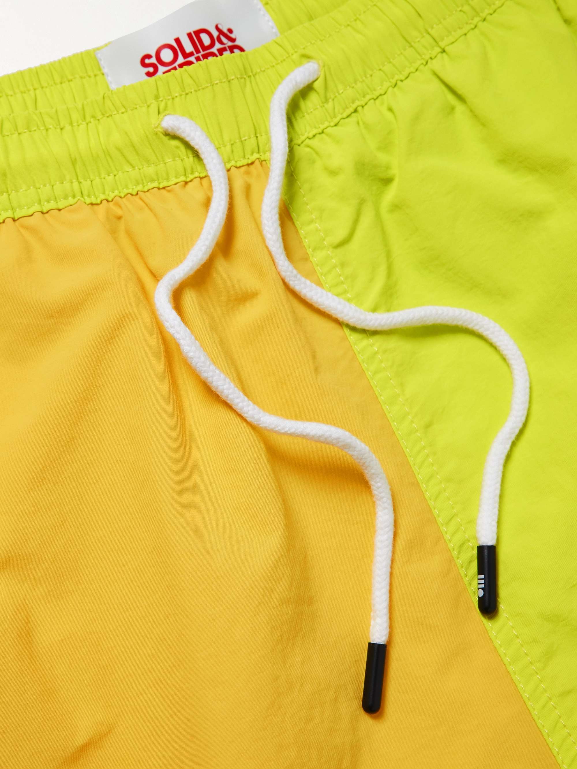 SOLID & STRIPED The Classic Straight-Leg Mid-Length Colour-Block Swim Shorts