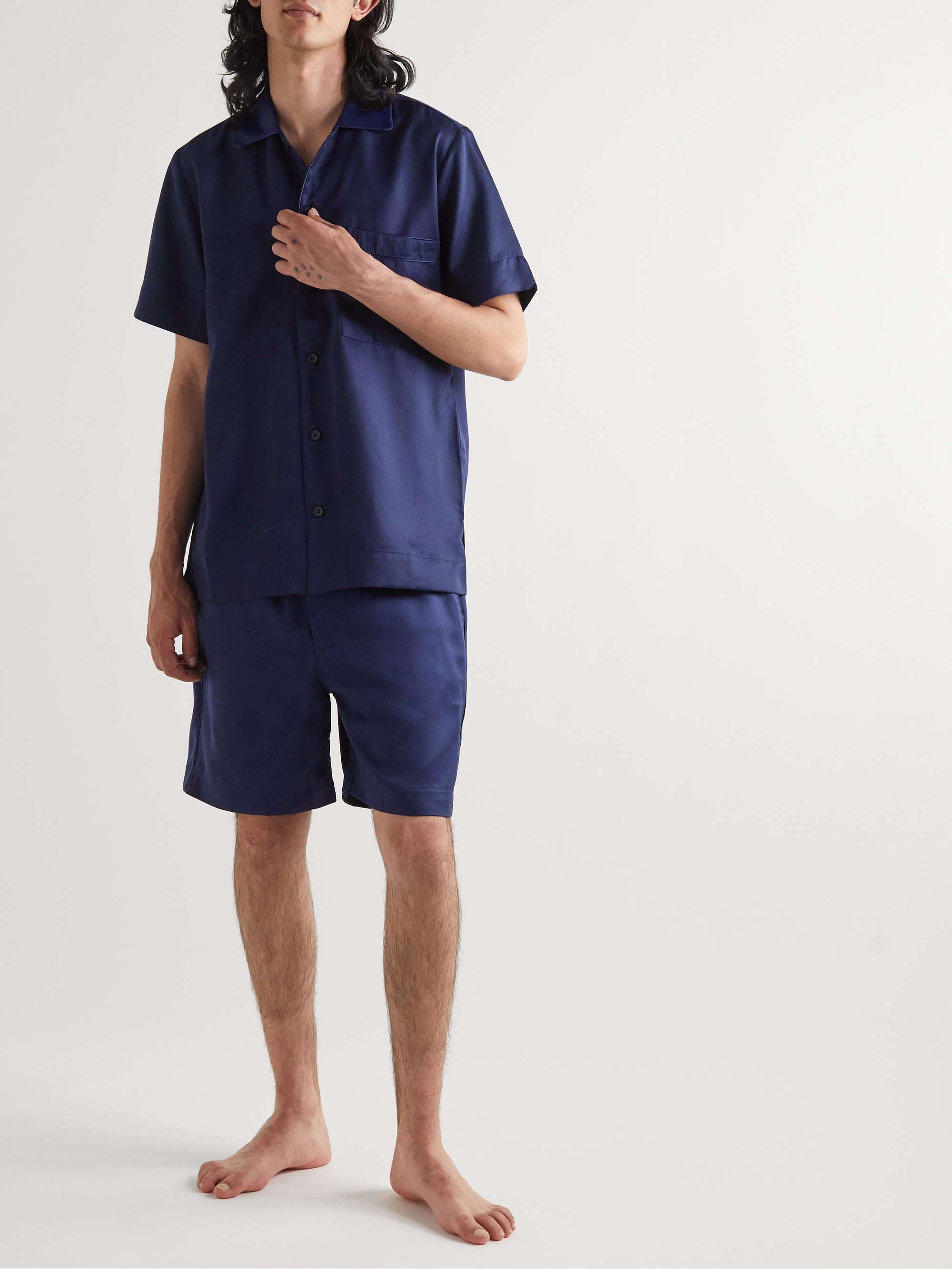 CDLP Home Satin-Trimmed Lyocell-Twill Pyjama Shirt