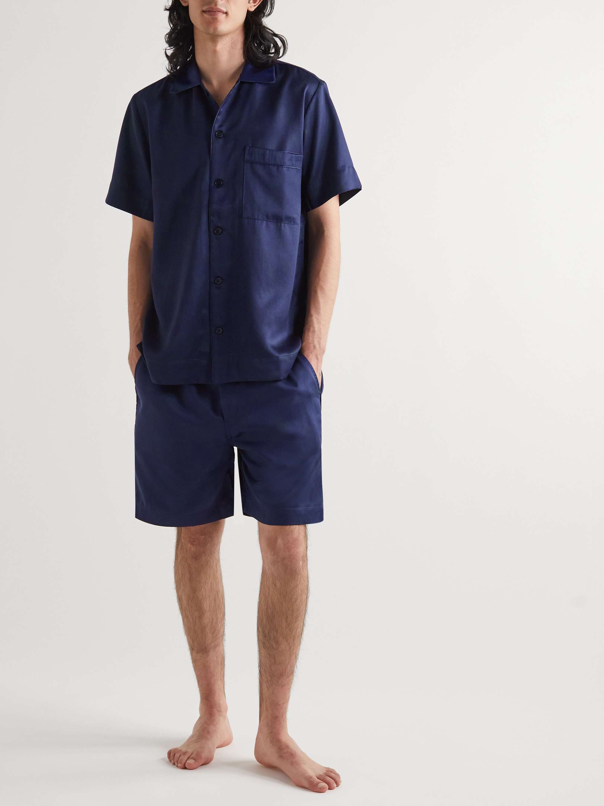 CDLP Home Satin-Trimmed Lyocell-Twill Pyjama Shorts