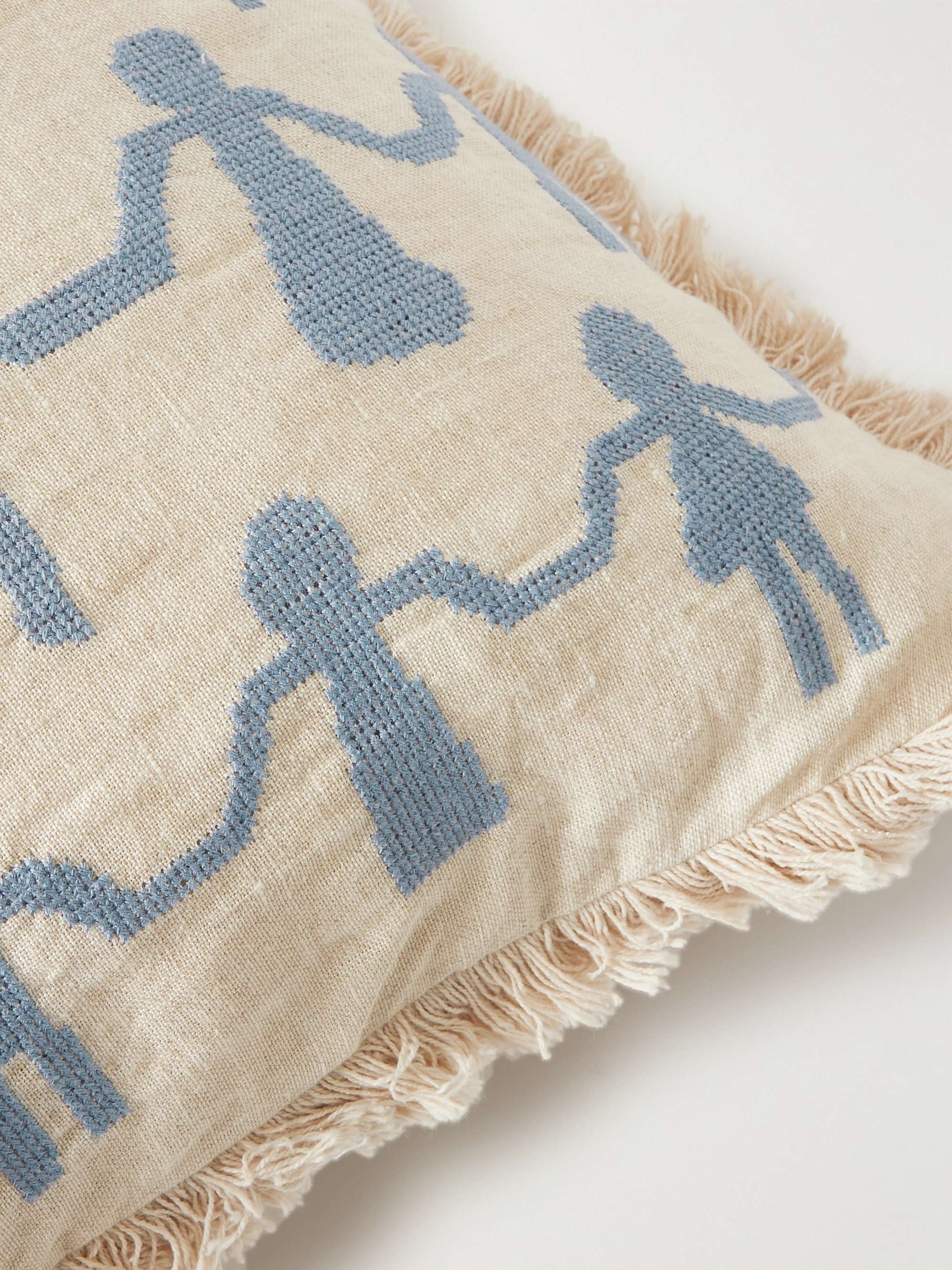 THE CONRAN SHOP Dancing Friends Fringed Embroidered Linen Cushion