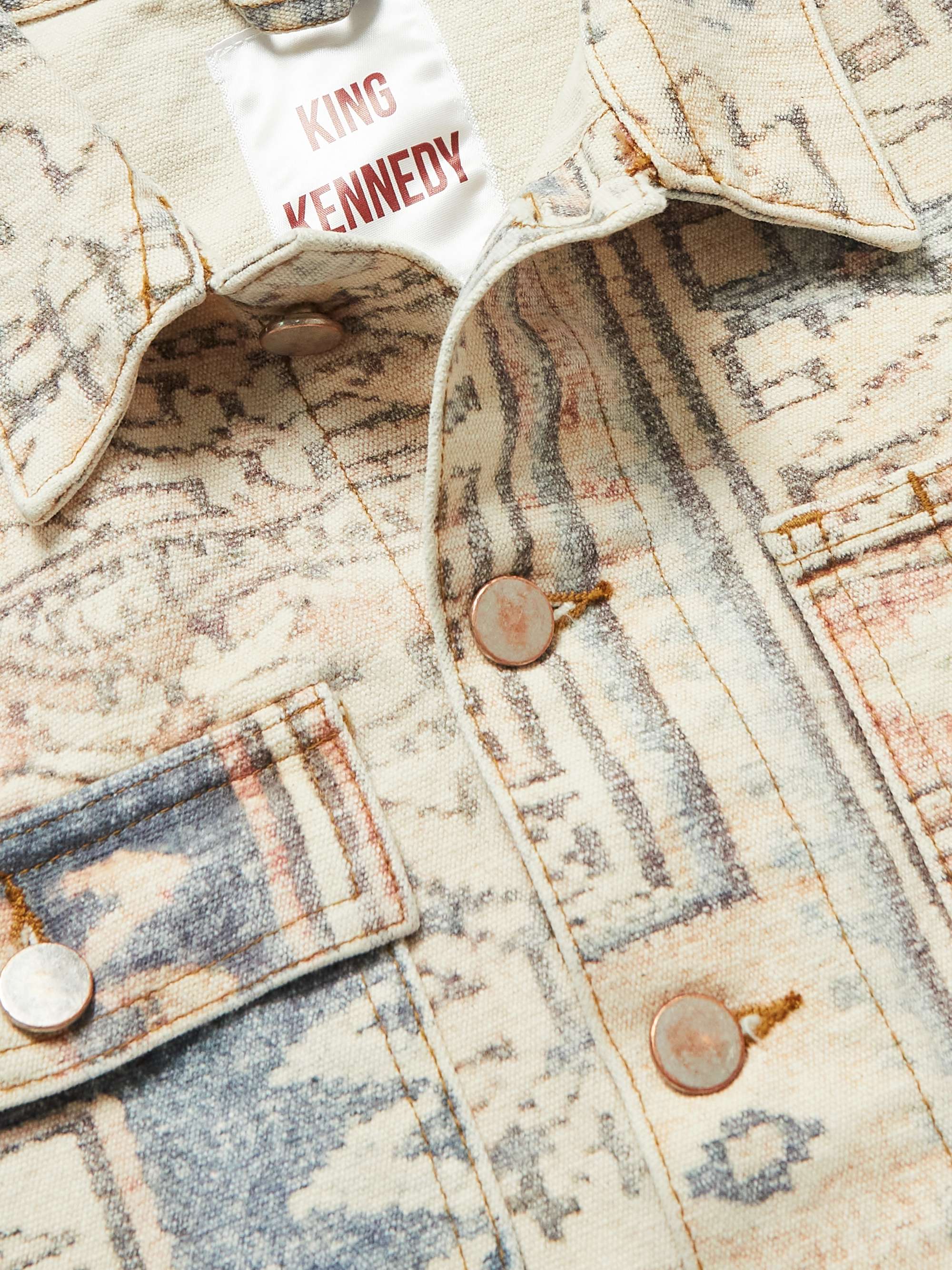 KING KENNEDY RUGS Printed Organic Cotton-Canvas Trucker Jacket