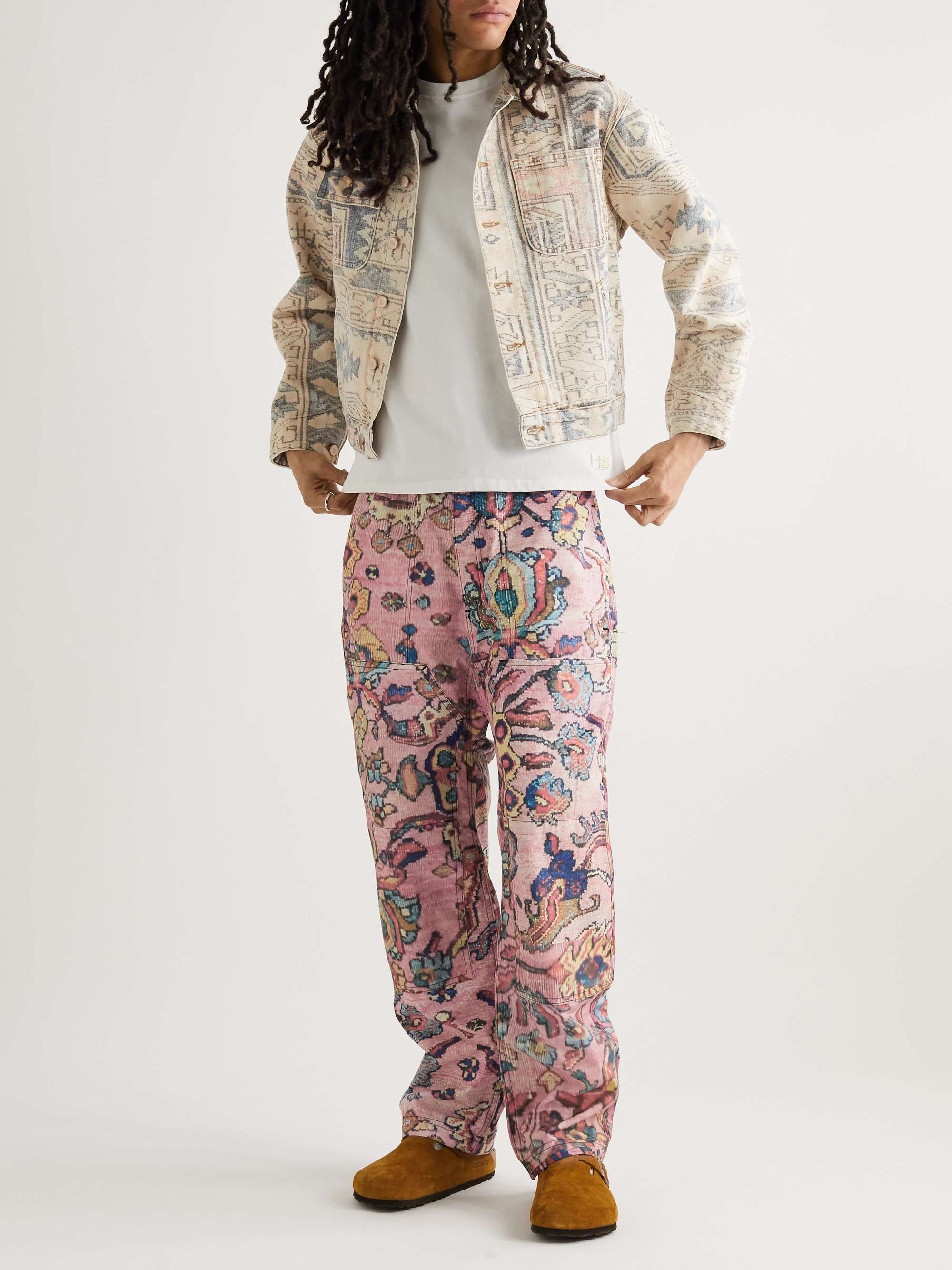 KING KENNEDY RUGS Printed Organic Cotton-Canvas Trucker Jacket