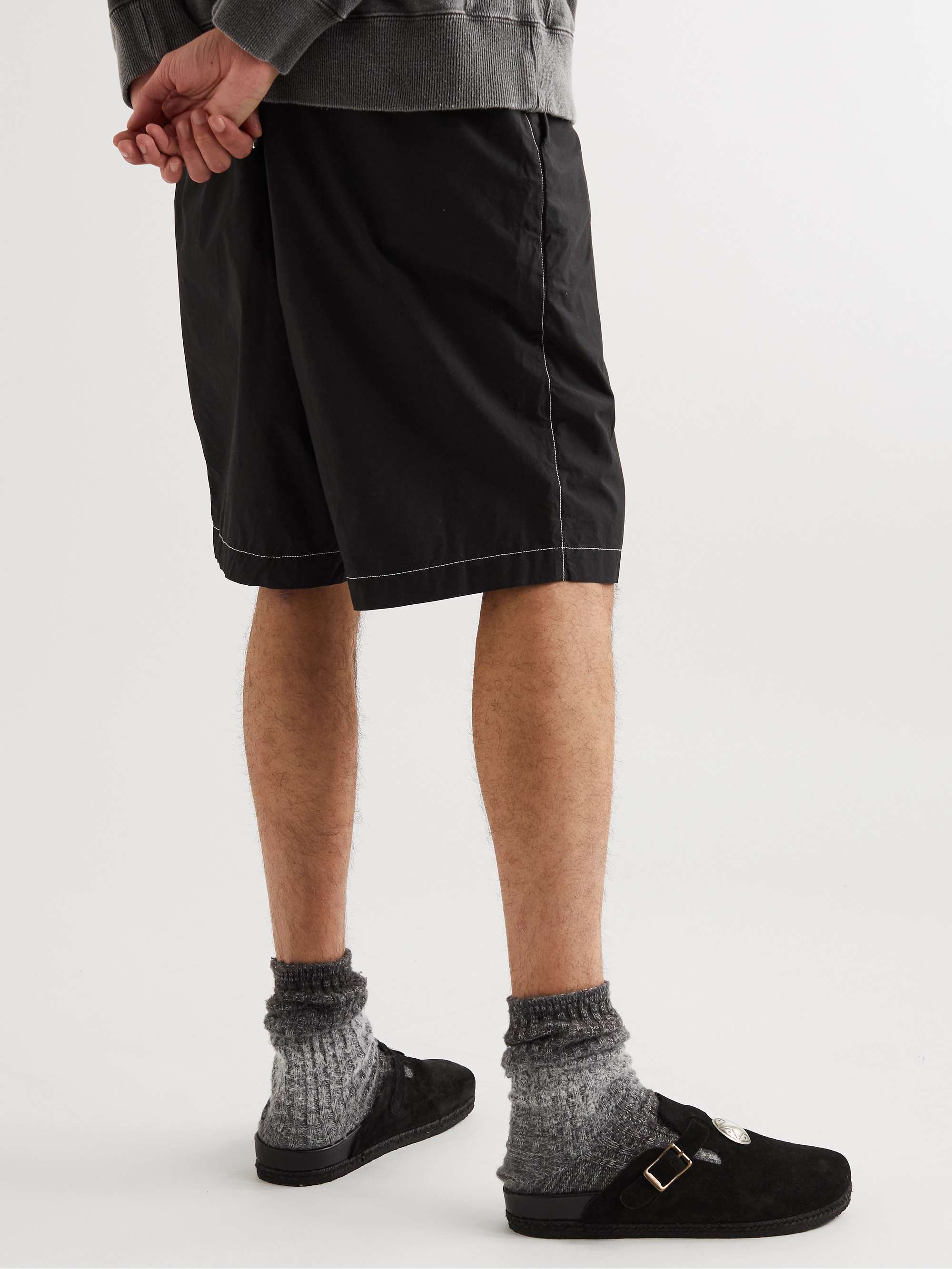 COTTLE Zen Loan Tactac Wide-Leg Pleated Cotton Shorts