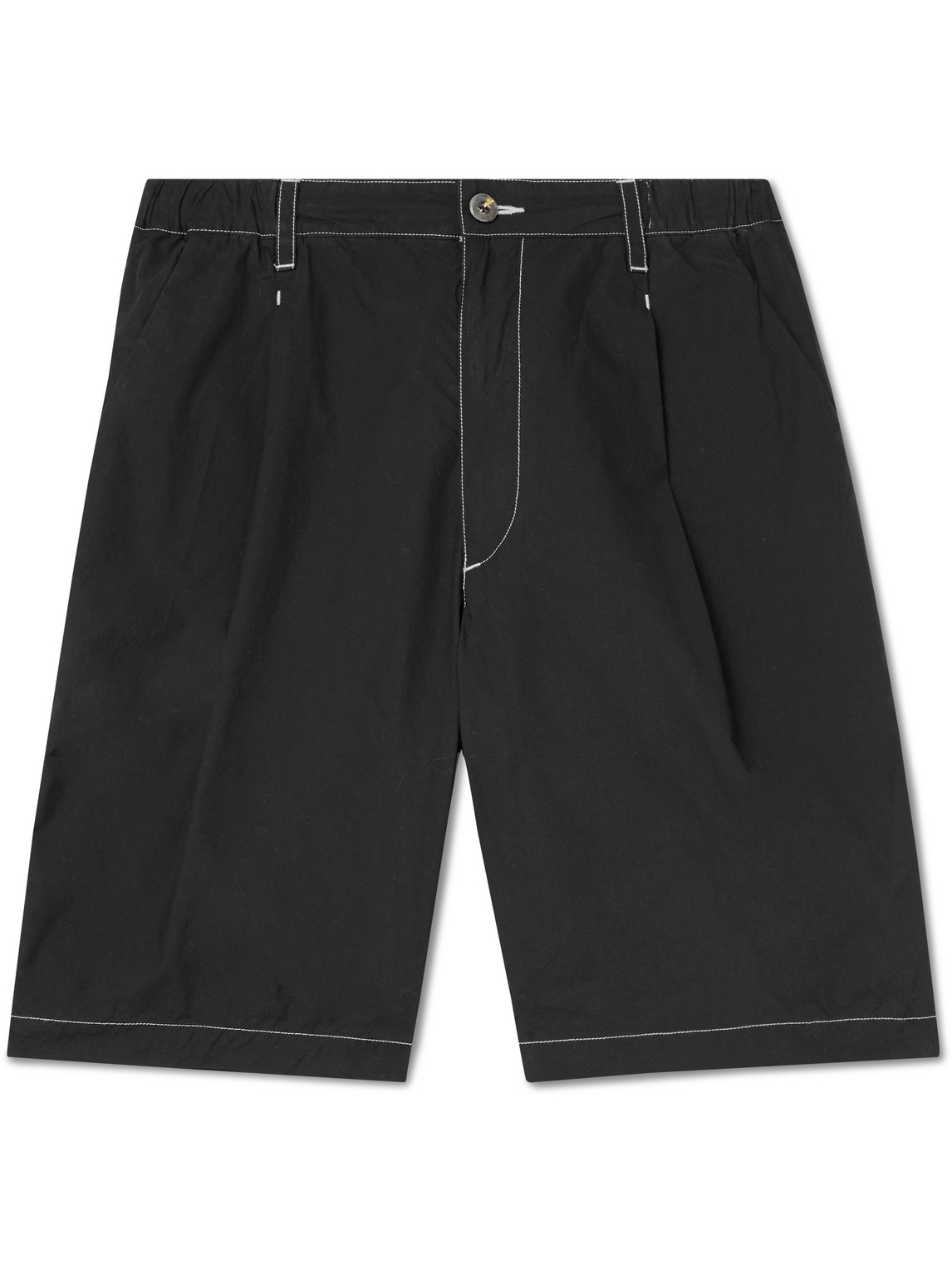 Zen Loan Tactac Wide-Leg Pleated Cotton Shorts