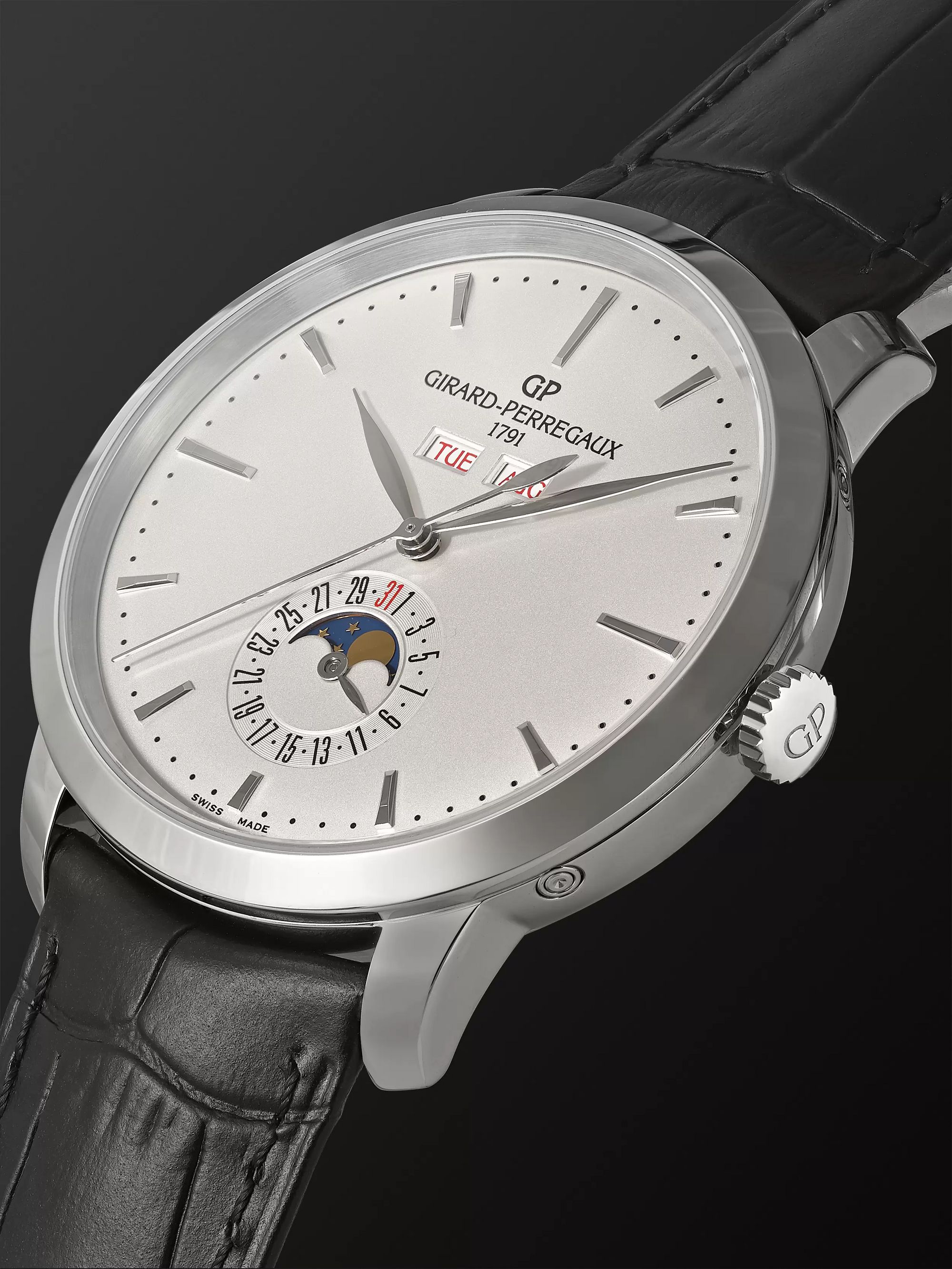 GIRARD-PERREGAUX 1966 Full Calendar Automatic 40mm Stainless Steel and Alligator Watch, Ref. No. 49535-11-131-BB60