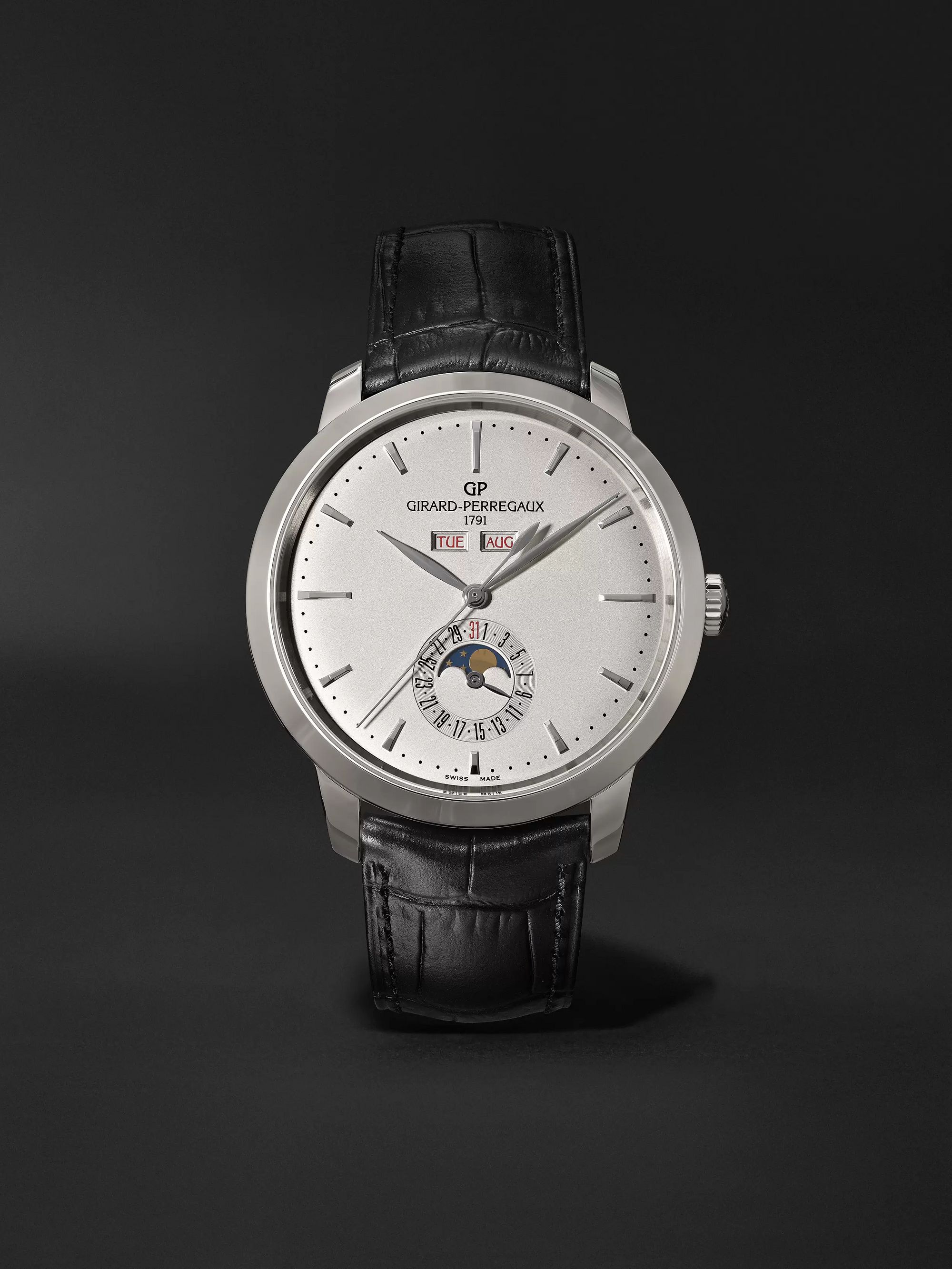 GIRARD-PERREGAUX 1966 Full Calendar Automatic 40mm Stainless Steel and Alligator Watch, Ref. No. 49535-11-131-BB60
