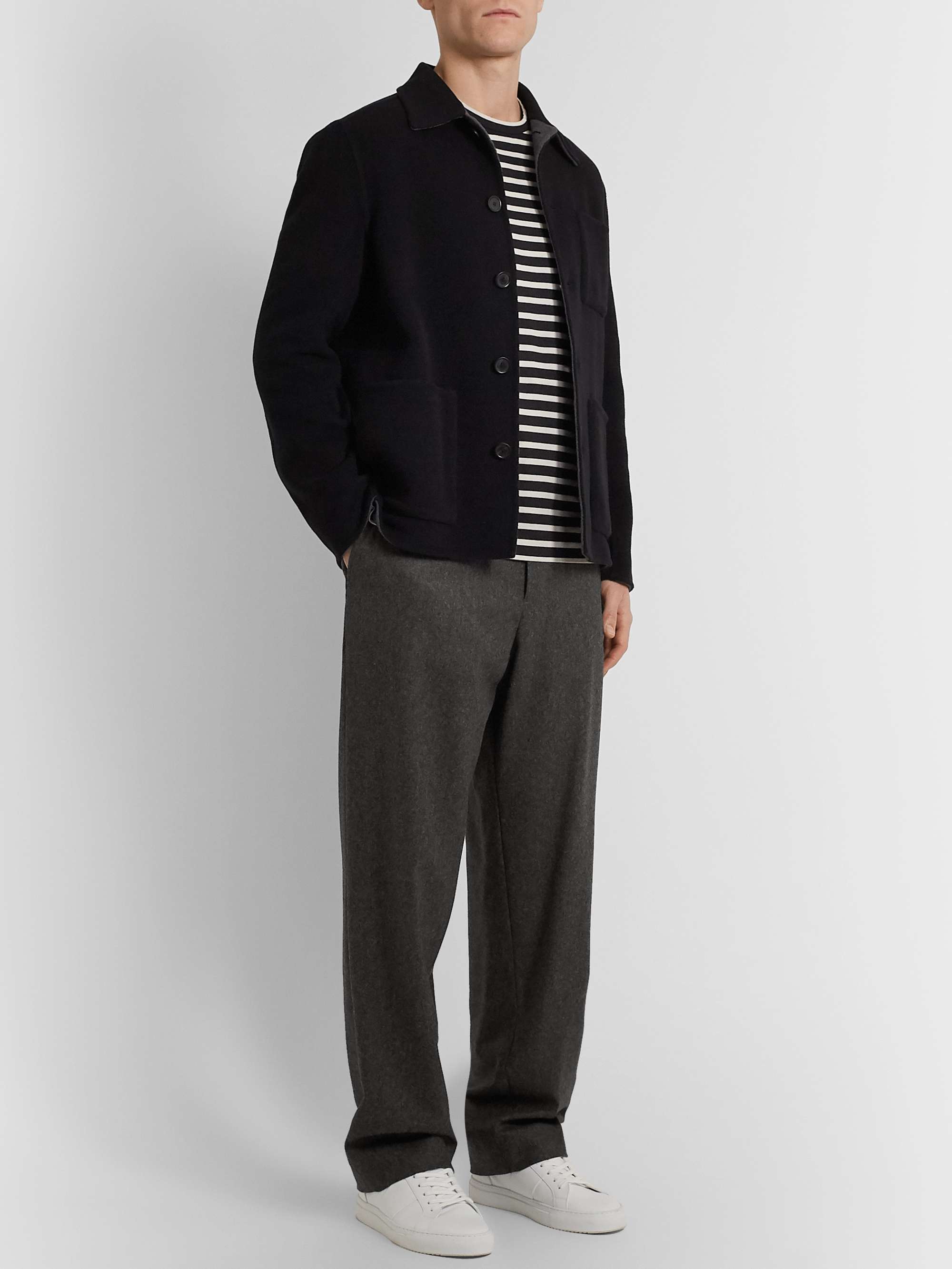 MR P. Wide-Leg Grey Wool-Flannel Trousers for Men | MR PORTER