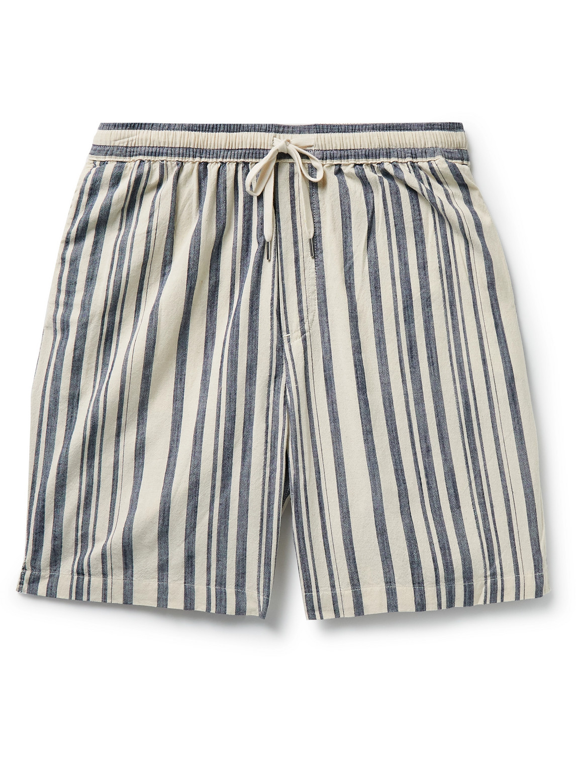 Striped Straight-Leg Cotton Drawstring Shorts