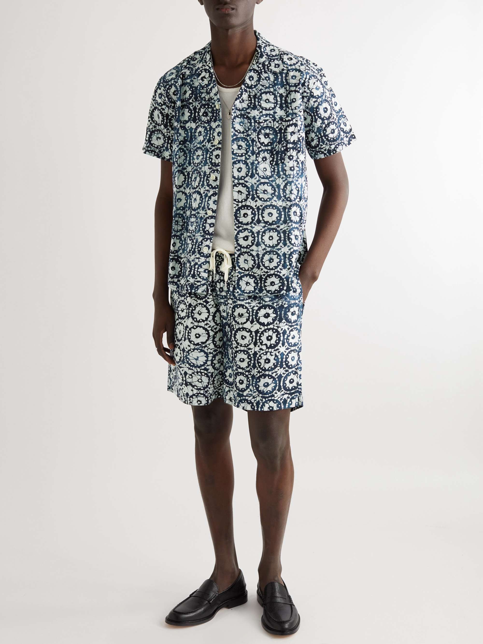 CORRIDOR Convertible-Collar Printed Cotton Shirt