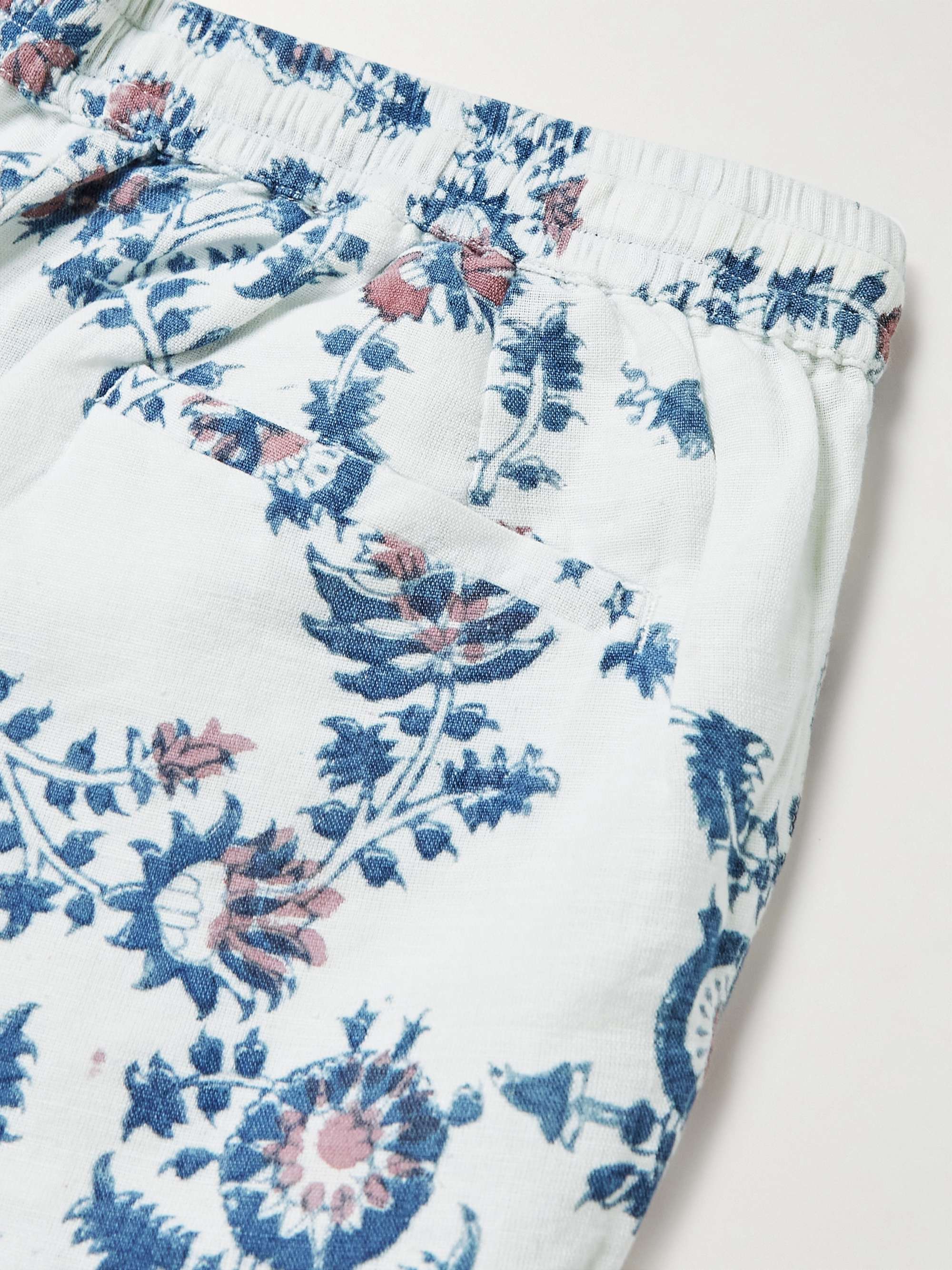 CORRIDOR Straight-Leg Floral-Print Linen and Cotton-Blend Drawstring Shorts