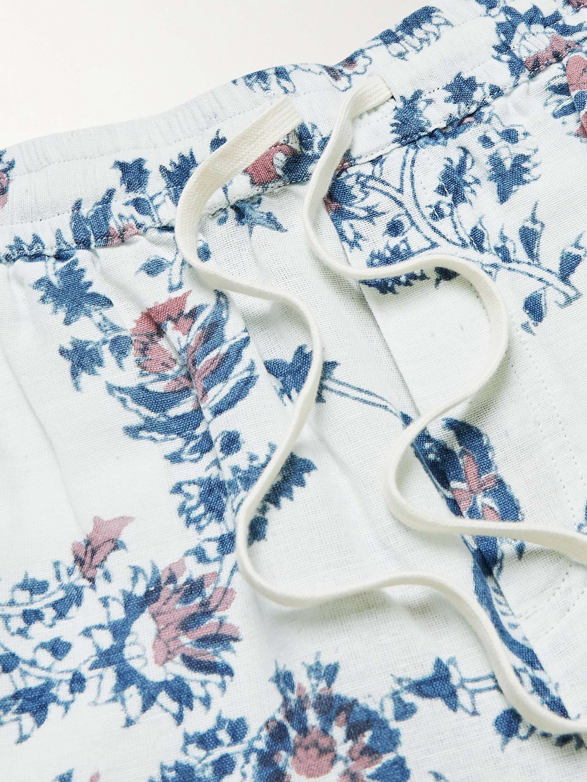 CORRIDOR Straight-Leg Floral-Print Linen and Cotton-Blend Drawstring Shorts