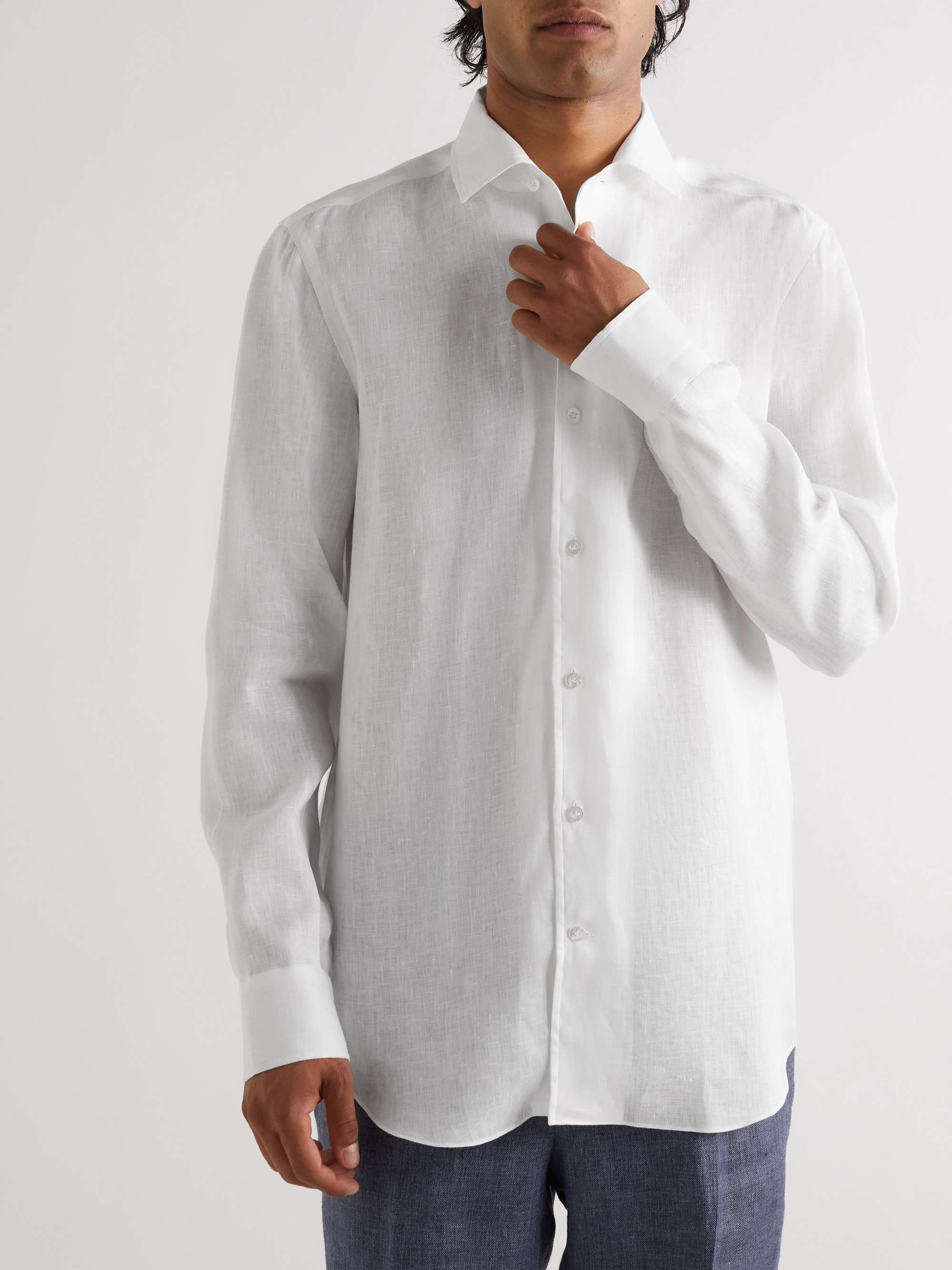DE PETRILLO Camp-Collar Linen Shirt