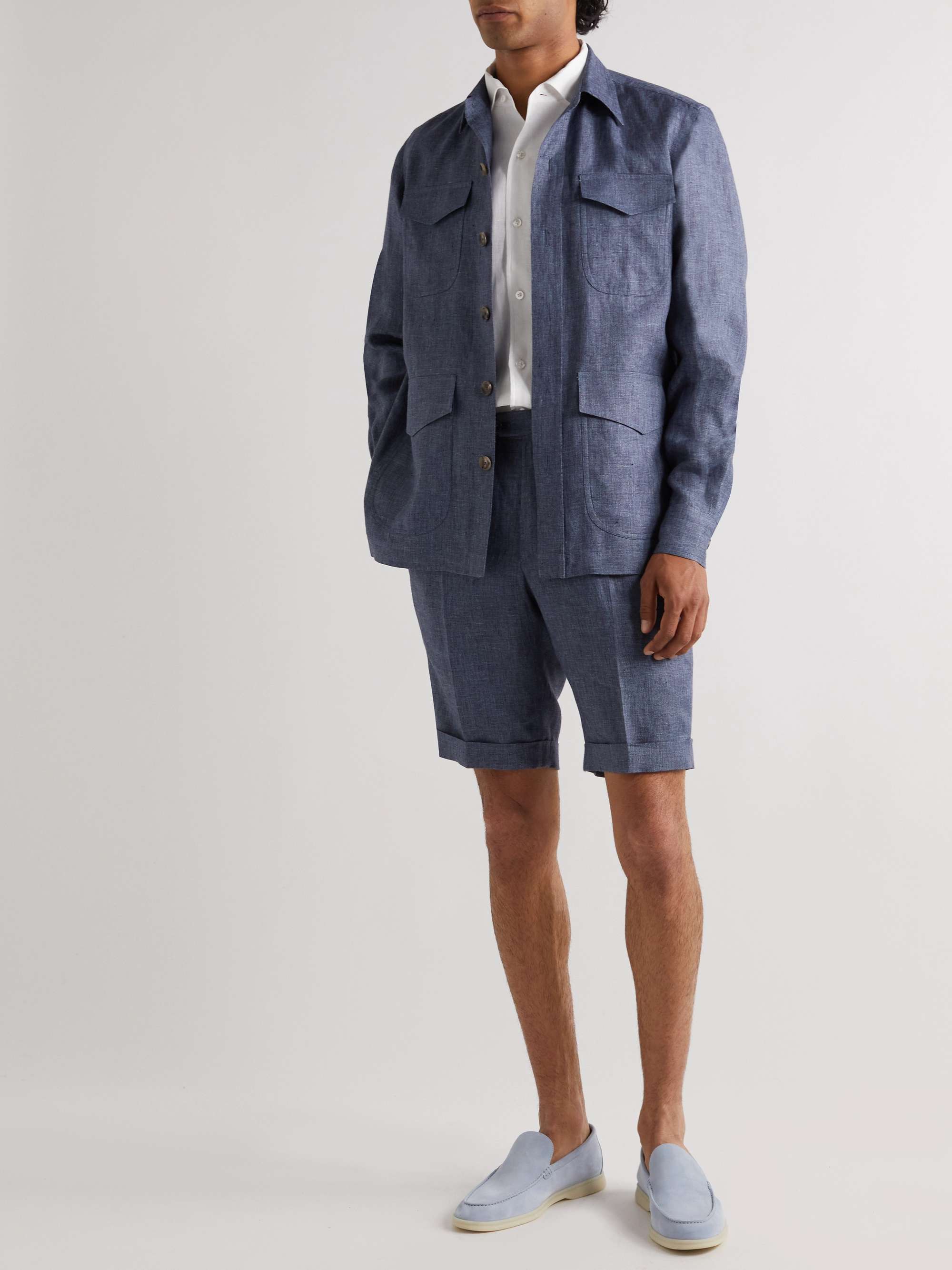 DE PETRILLO Camp-Collar Linen Shirt